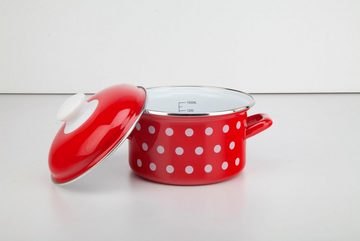 bemus Topf-Set "Red Dots" - Rot- Email, Stahl Emaille (7-tlg), 7-tlg., (Induktion), crafted in Germany