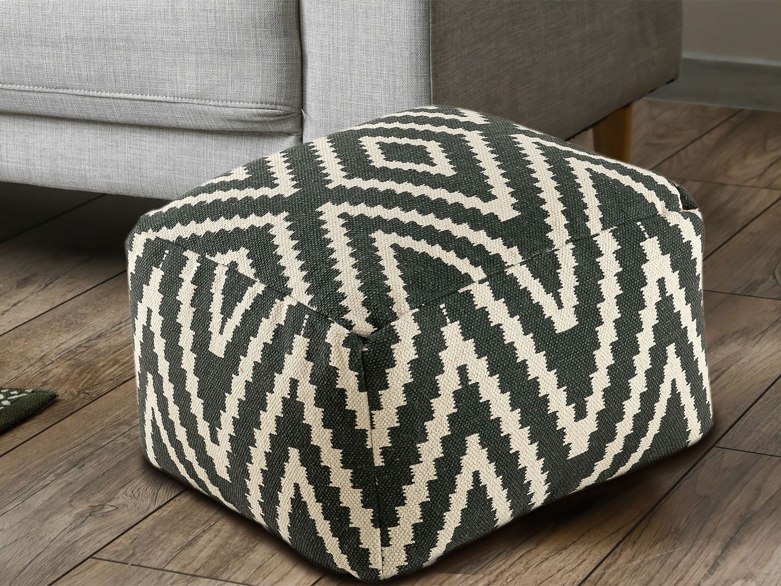 Amagohome Bodenkissen Kelim Sitzwürfel 50x50 H35cm Pouf Fußhocker Sitzhocker Bodenkissen Fuß