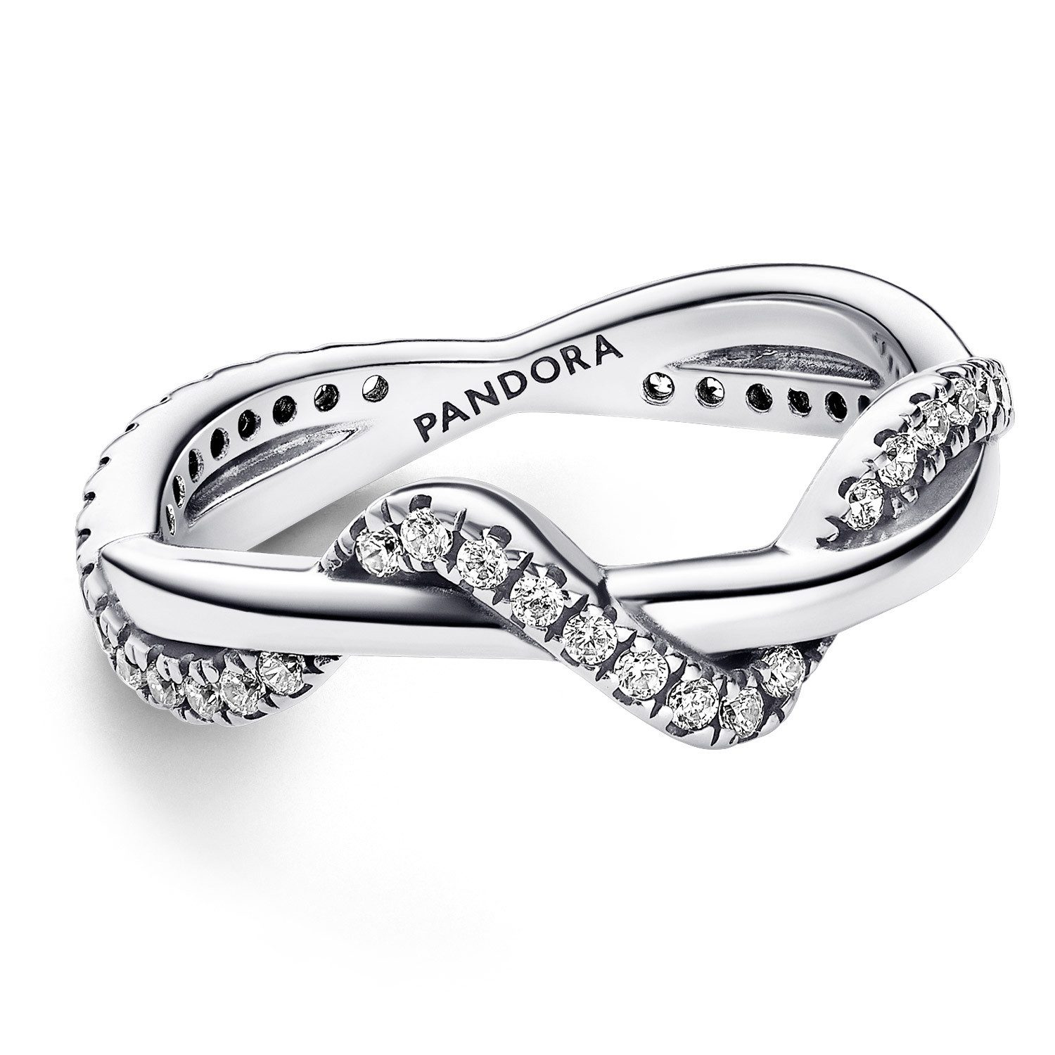 Pandora Silberring Funkelnde Verschlungene Welle günstig online kaufen