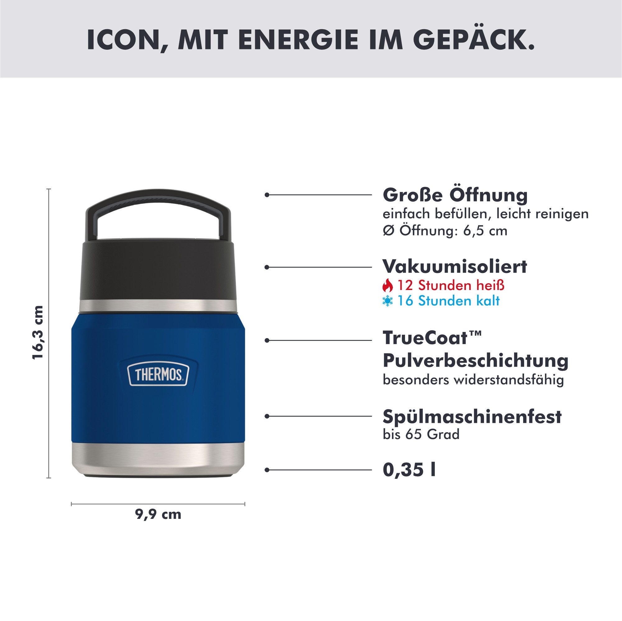 THERMOS Thermobehälter ICON FOOD JAR, Thermobehälter für Essen, spülmaschinenfest, Edelstahl, Kunststoff, Silikon, (1-tlg), 0,35l, 12h heiß & 16h kalt, dicht &  – Bild 2 von 5