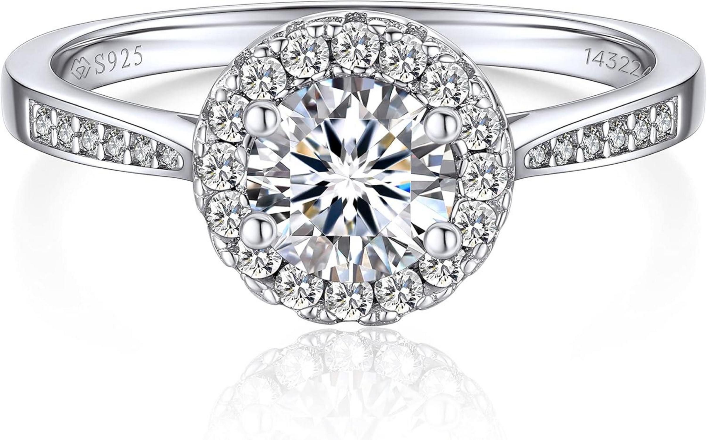 LuxusKollektion Verlobungsring Verlobungsring Damen Silber 1 Karat Moissainte Ring personalisiert