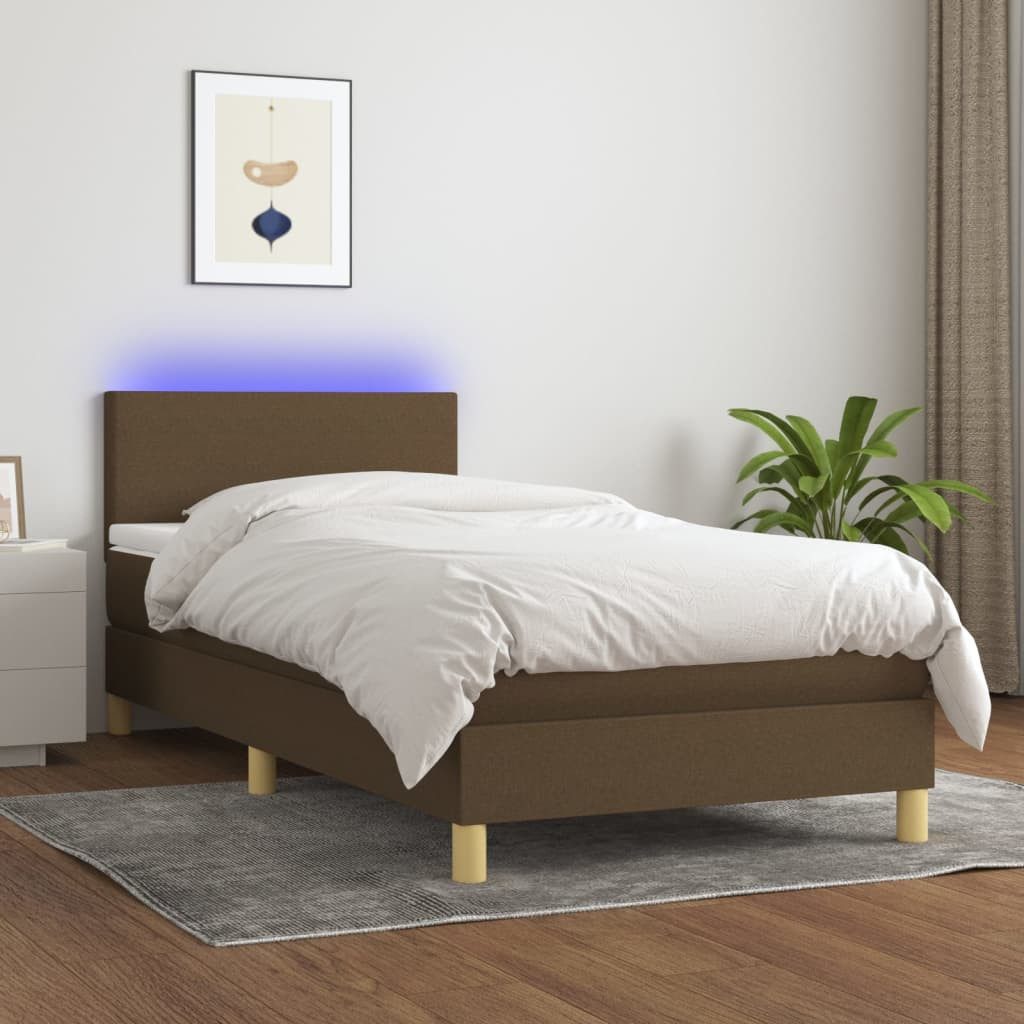 vidaXL Boxspringbett Boxspringbett mit Matratze LED Dunkelbraun 90x200 cm S günstig online kaufen