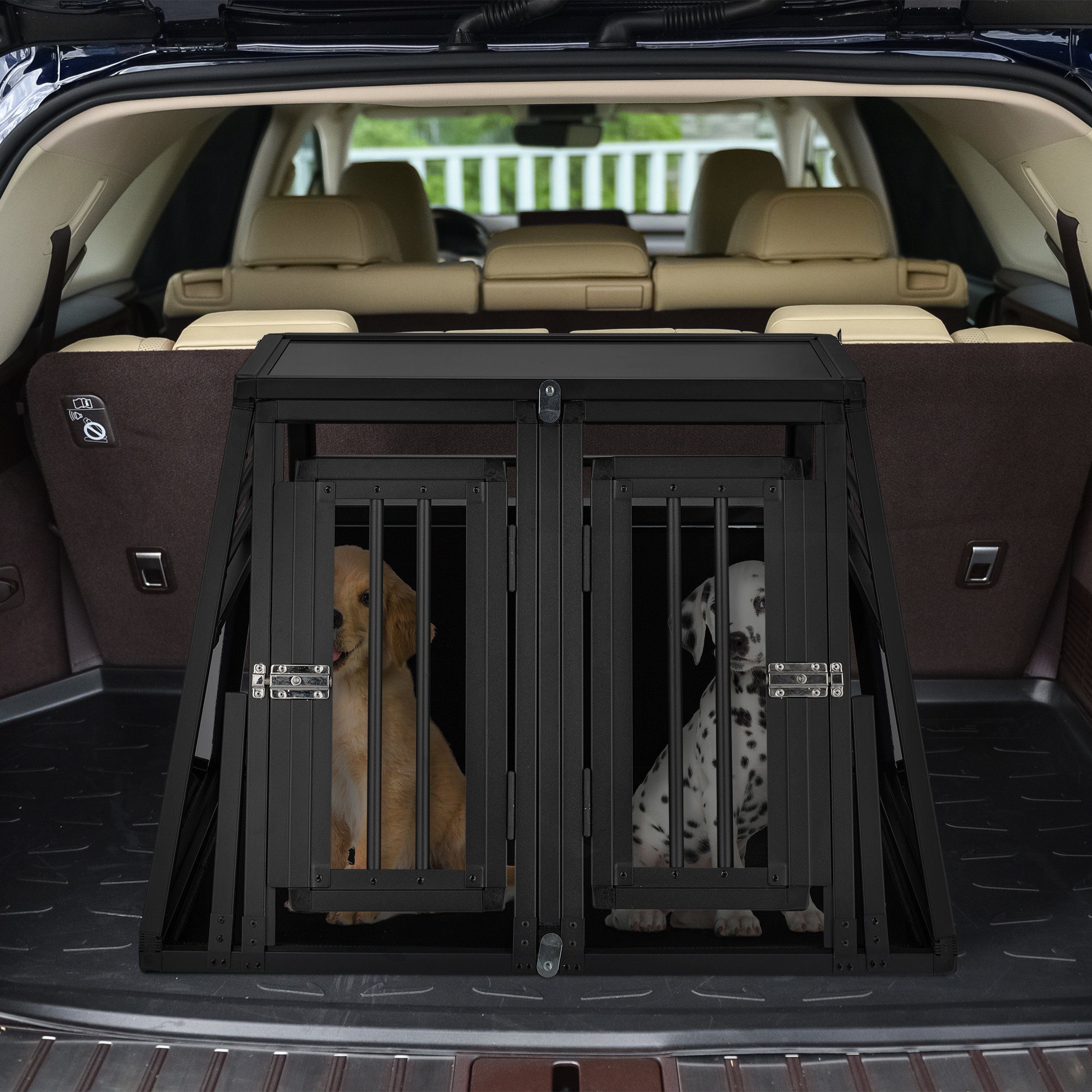 relaxdays Hunde-Transportbox Hundebox Auto mit Trennwand
