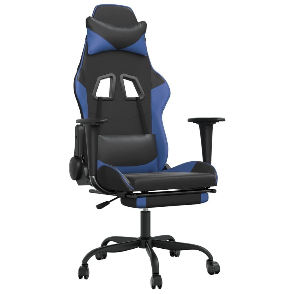Gaming-Stuhl Fußstütze (1 Kunstleder und Schwarz mit Blau St) furnicato