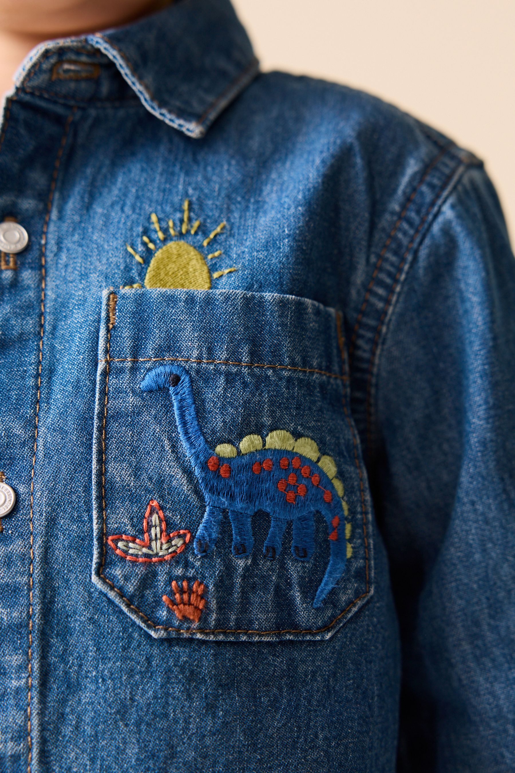 Next Langarmhemd Langärmeliges Hemd aus Denim (1-tlg)