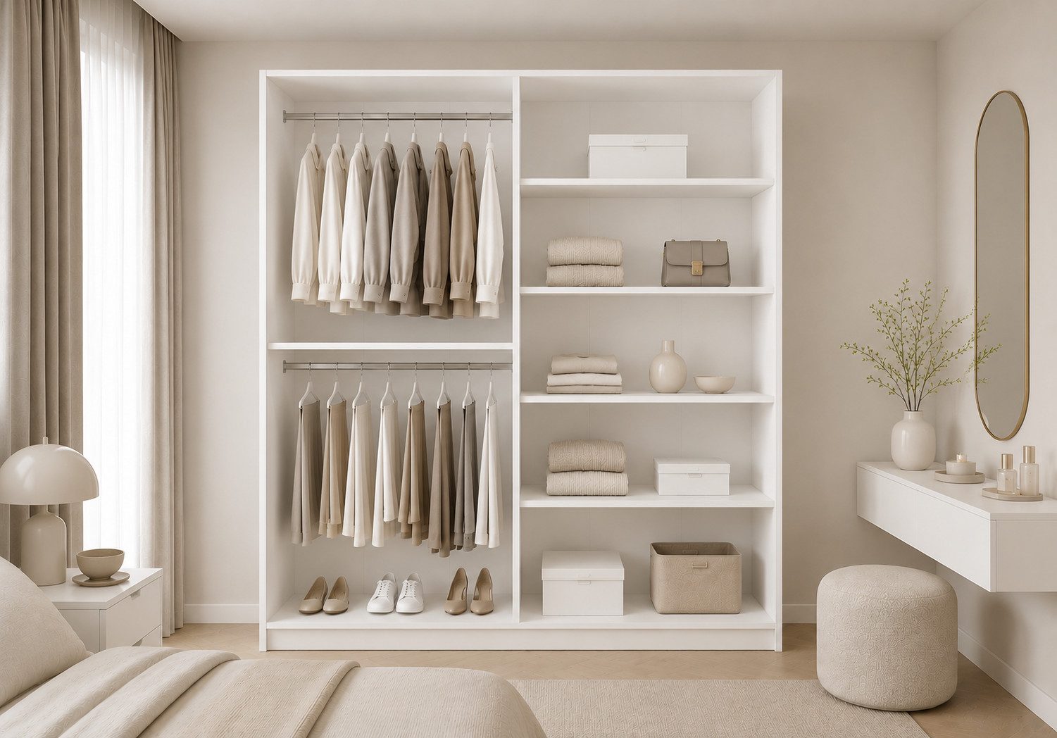 MOEBLO Drehtürenschrank Glamy 4D (Moderner 4-türiger Kleiderschrank mit viel Stauraum, Einlegeböden – Ideal für Schlafzimmer, Ankleidezimmer oder Jugendzimmer, Schrank Garderobe Drehtürenschrank) (BxHxT): 200 cm x 210 cm x 57 cm