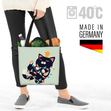 VOID Henkeltasche (1-tlg), Kleine Katze Lichterkette Haustier Kätzchen Katze Lichter Stern