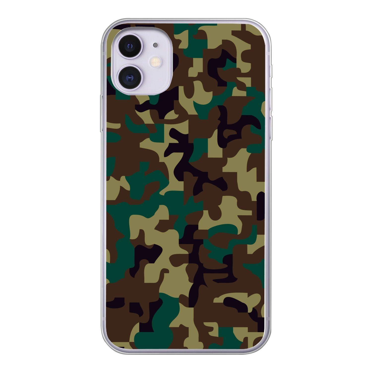 MuchoWow Handyhülle für Apple iPhone 11 Camouflage-Muster mit dunklen Farben, Smartphone-Bumper, Print, Handy Schutzhülle Dünn