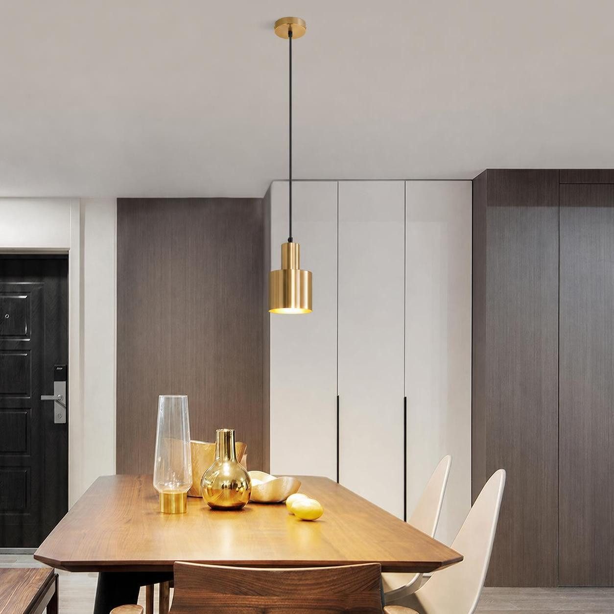ZMH Pendelleuchte Esszimmer 1 Flammig Gold Hängeleuchte Modern E27 Metall Küche, Einfache Installation, ohne Leuchtmittel, Esstisch Vintage Pendellampe Schlafzimmer