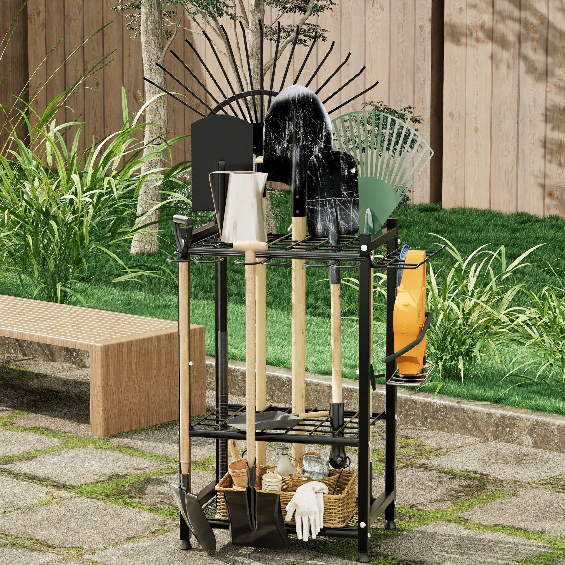 Toomoke Gartengerätehalter Gartengerätehalter mit Haken,Aufbewahrungsregal, günstig online kaufen