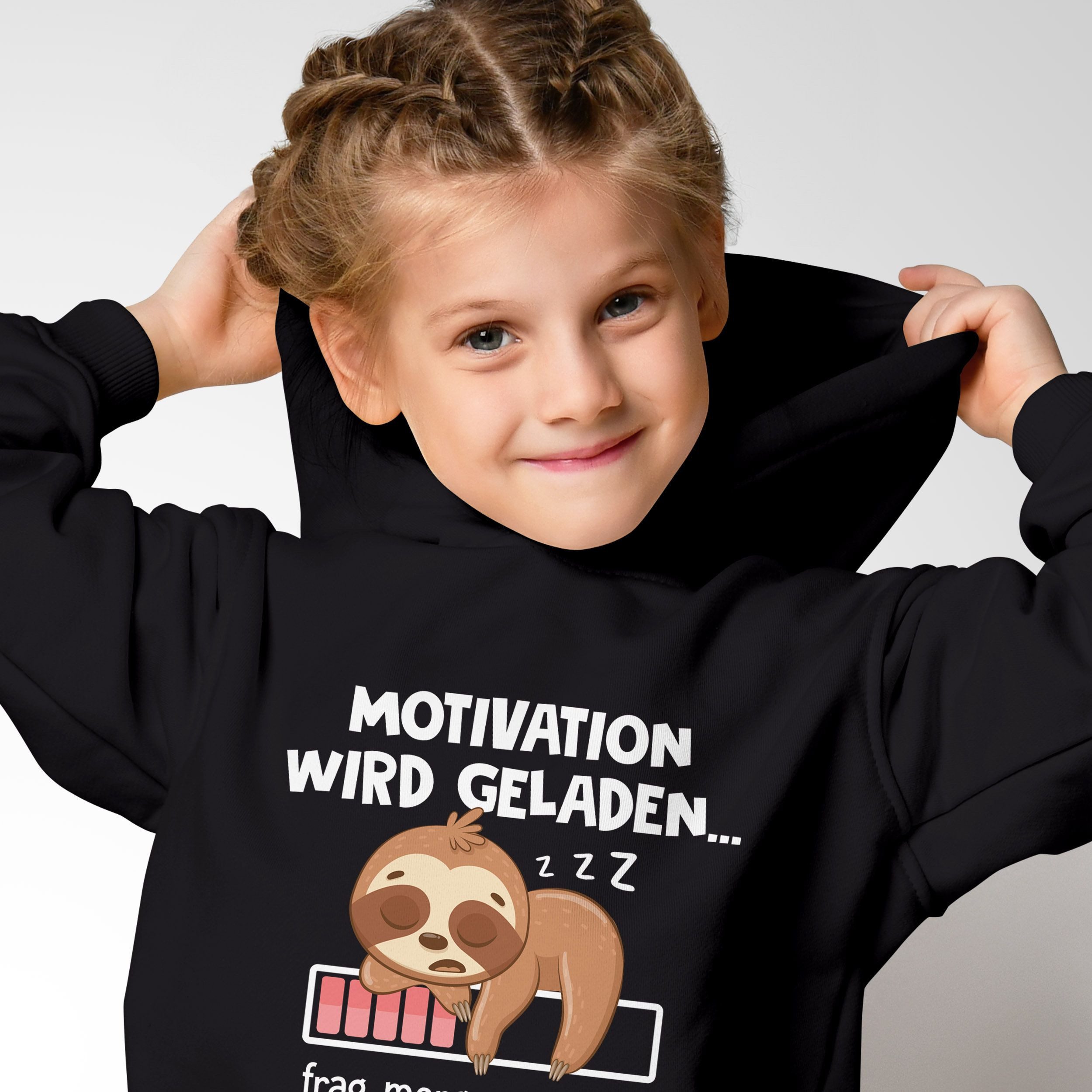 MoonWorks Hoodie Kinder Hoodie Mädchen Faultier Spruch Lustig Aufdruck Print – Bild 4 von 4