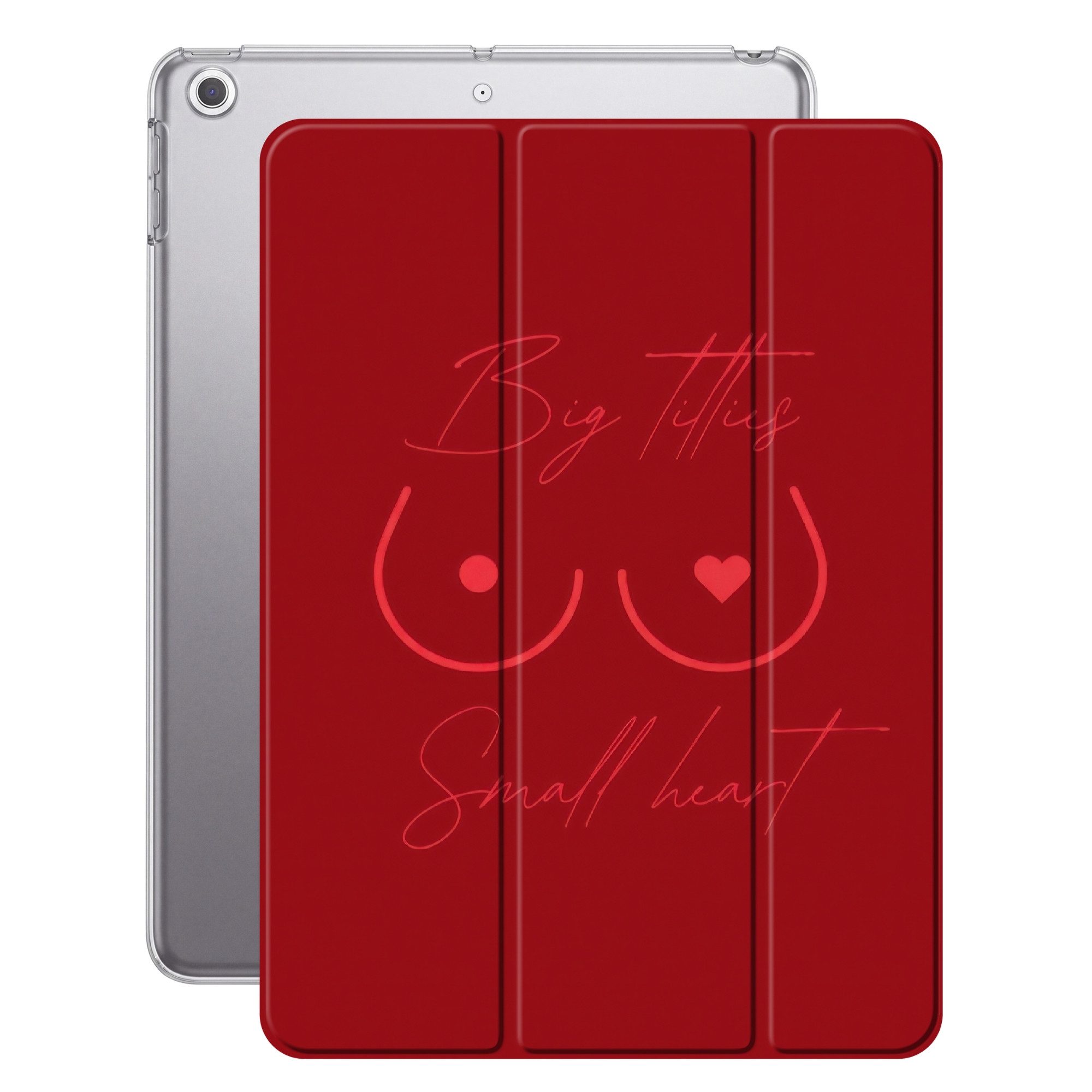 OnlyWow Tablet-Hülle iPad 2020 (8th gen) Große Titten kleines Herz - Rot - Herz, Smart Case, Rundumschutz, Auto-Sleep/Wake-Funktion, Print