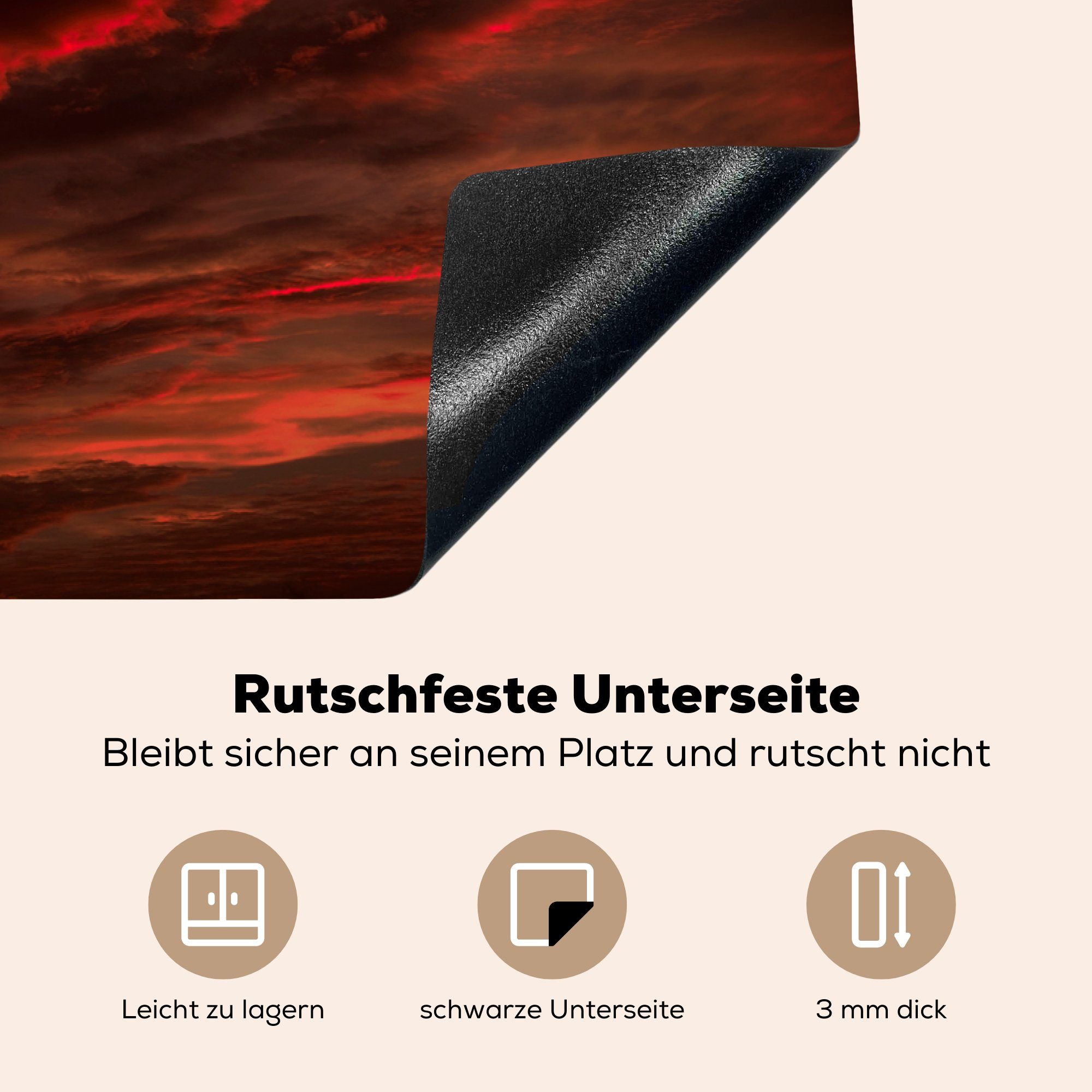 küche, - (1 Ceranfeldabdeckung cm, Schutz tlg), - Wolken Mond MuchoWow für Herdblende-/Abdeckplatte 81x52 die Vinyl, Induktionskochfeld Himmel,