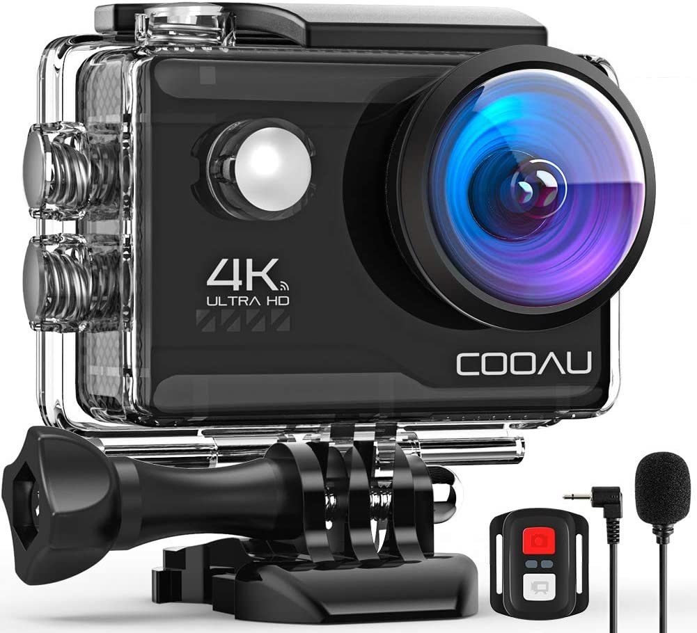COOAU Sport Kamera 4K 20MP WiFi 40M Unterwasserkamera Sportkamera  Helmkamera Action Cam (4K Ultra HD, WLAN (Wi-Fi), Sportcamera Sports Camera  Actioncam 2 1200mAh Akkus 2.4G Fernbedienung, 2,0 Zoll Bildschirm, 40M IPX6  Wasserdicht,