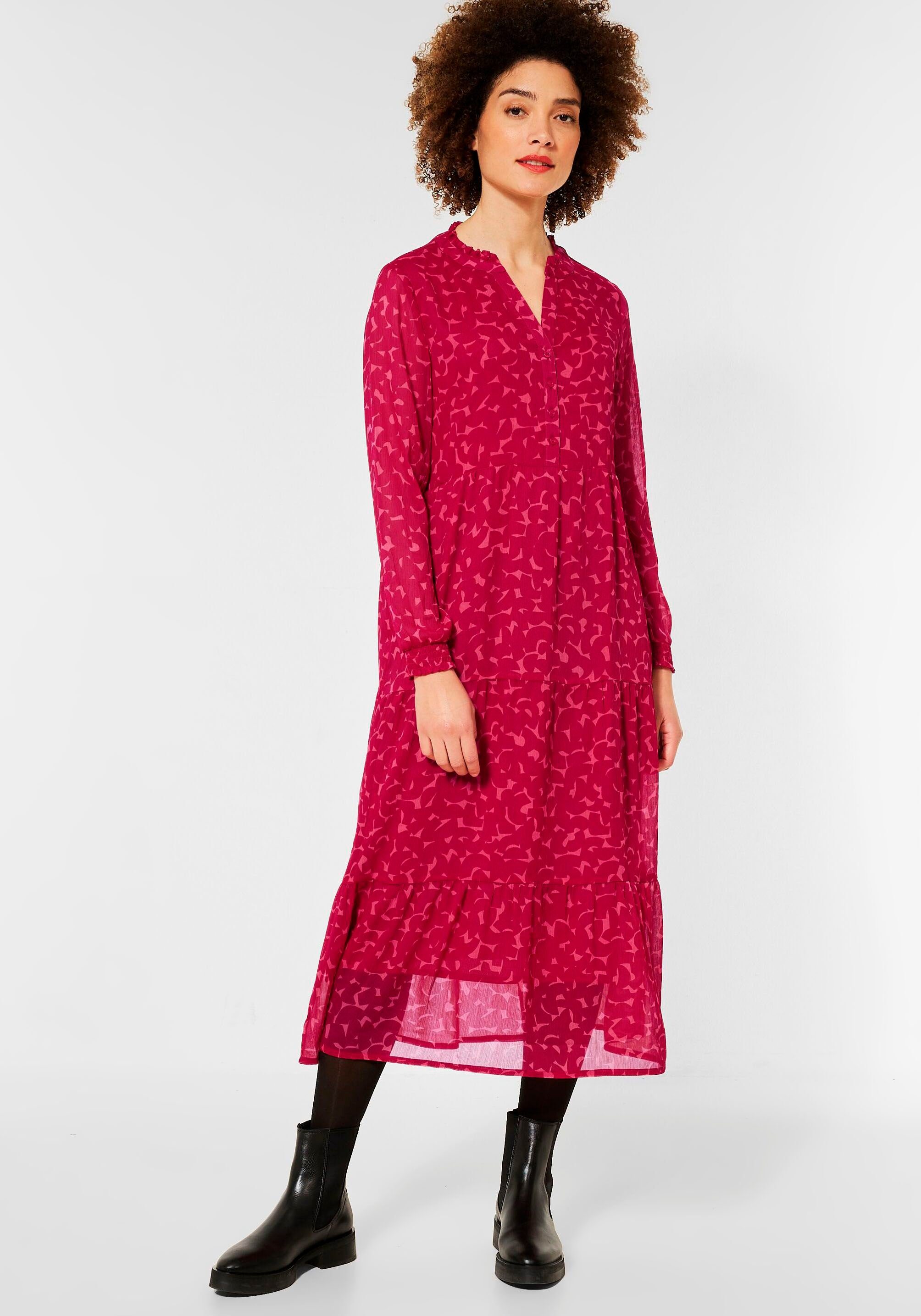 Allover-Print Dress ONE STREET Chiffon Tunic pink mit Chiffonkleid