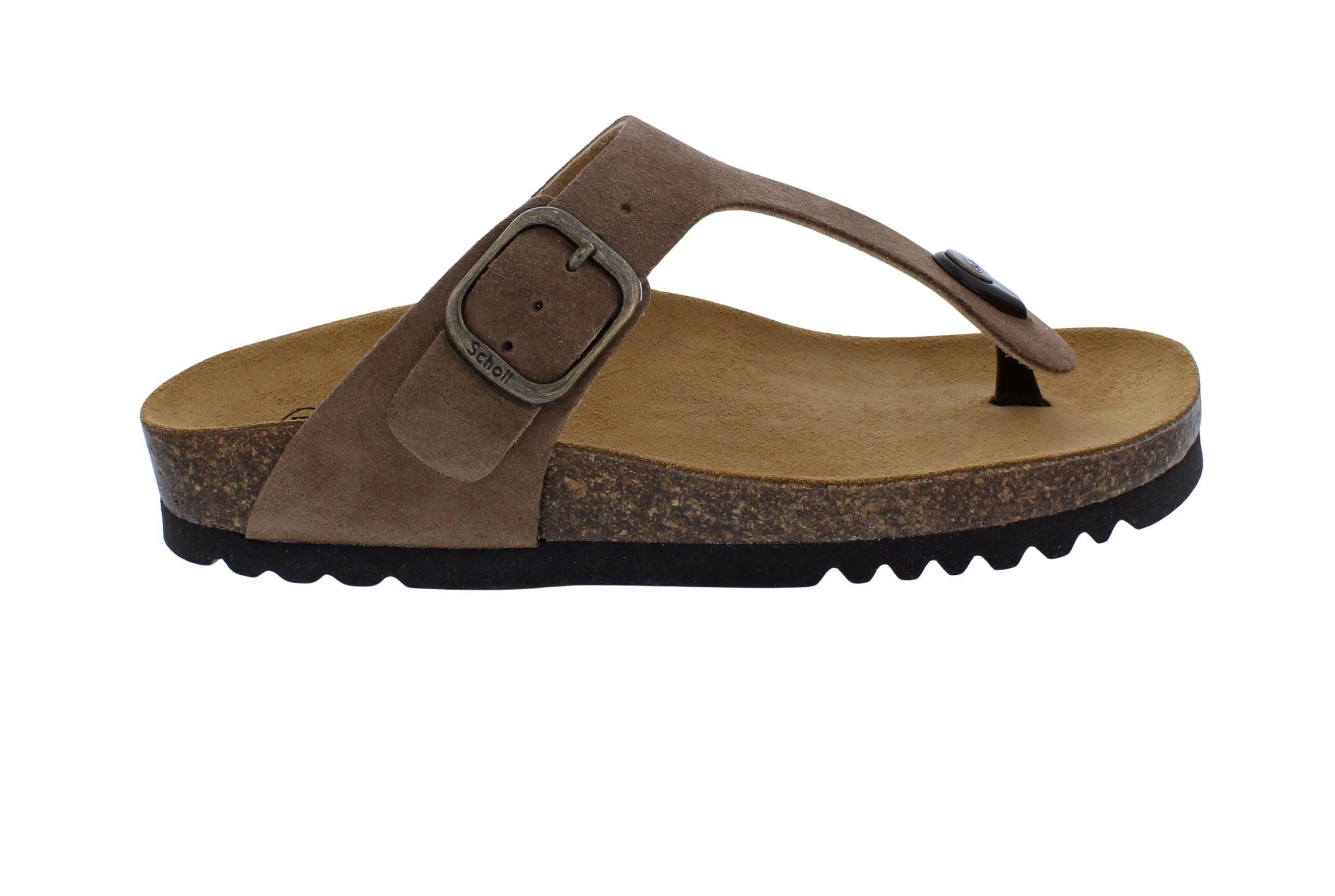 Scholl Scholl Zehensteg-Pantolette mit Fußbett Anais Taupe Suede - Velourlede Pantolette