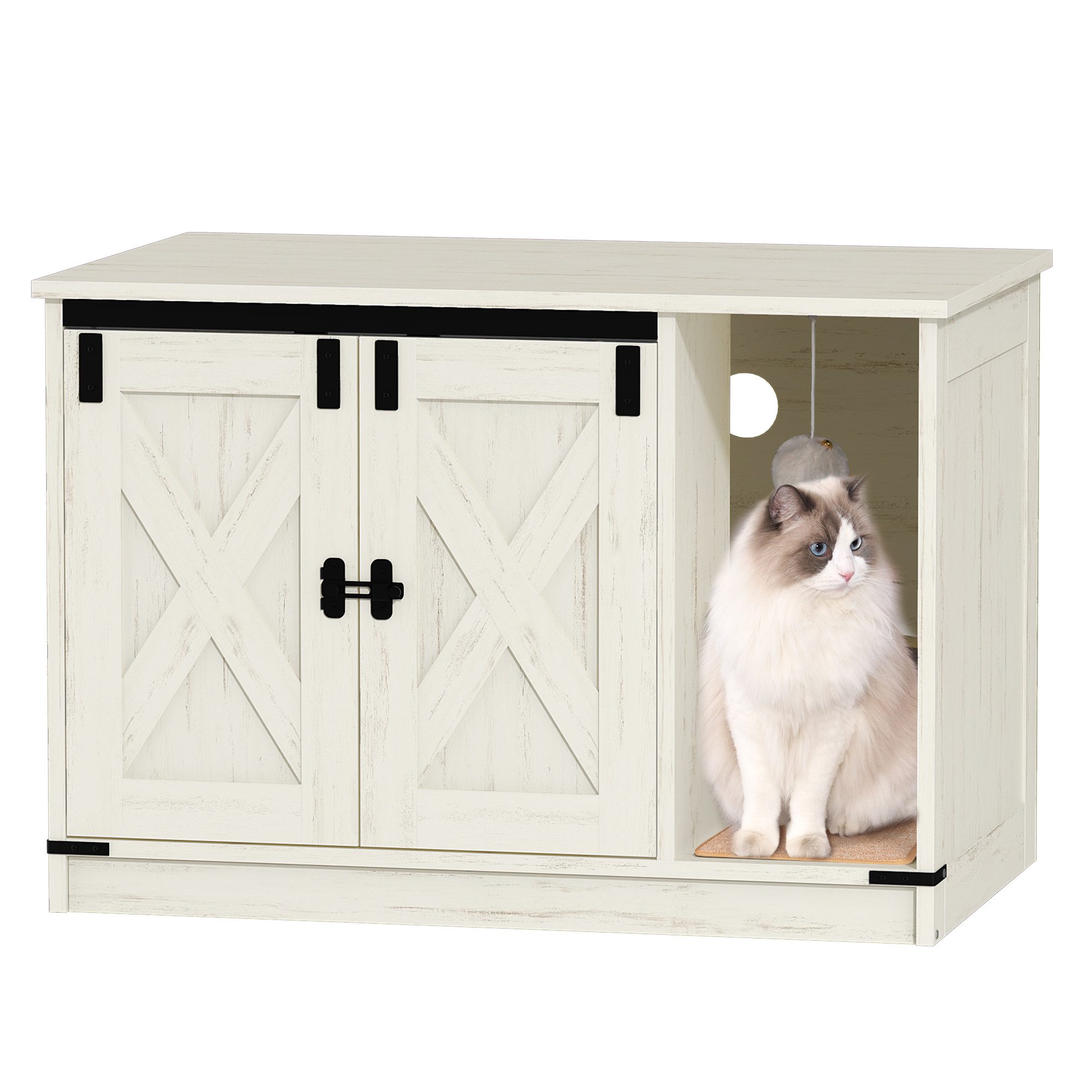 Katzenkäfig 80x50x53cm Katzenschrank, Katzentoilette, Katzenklo Schrank, Weiß