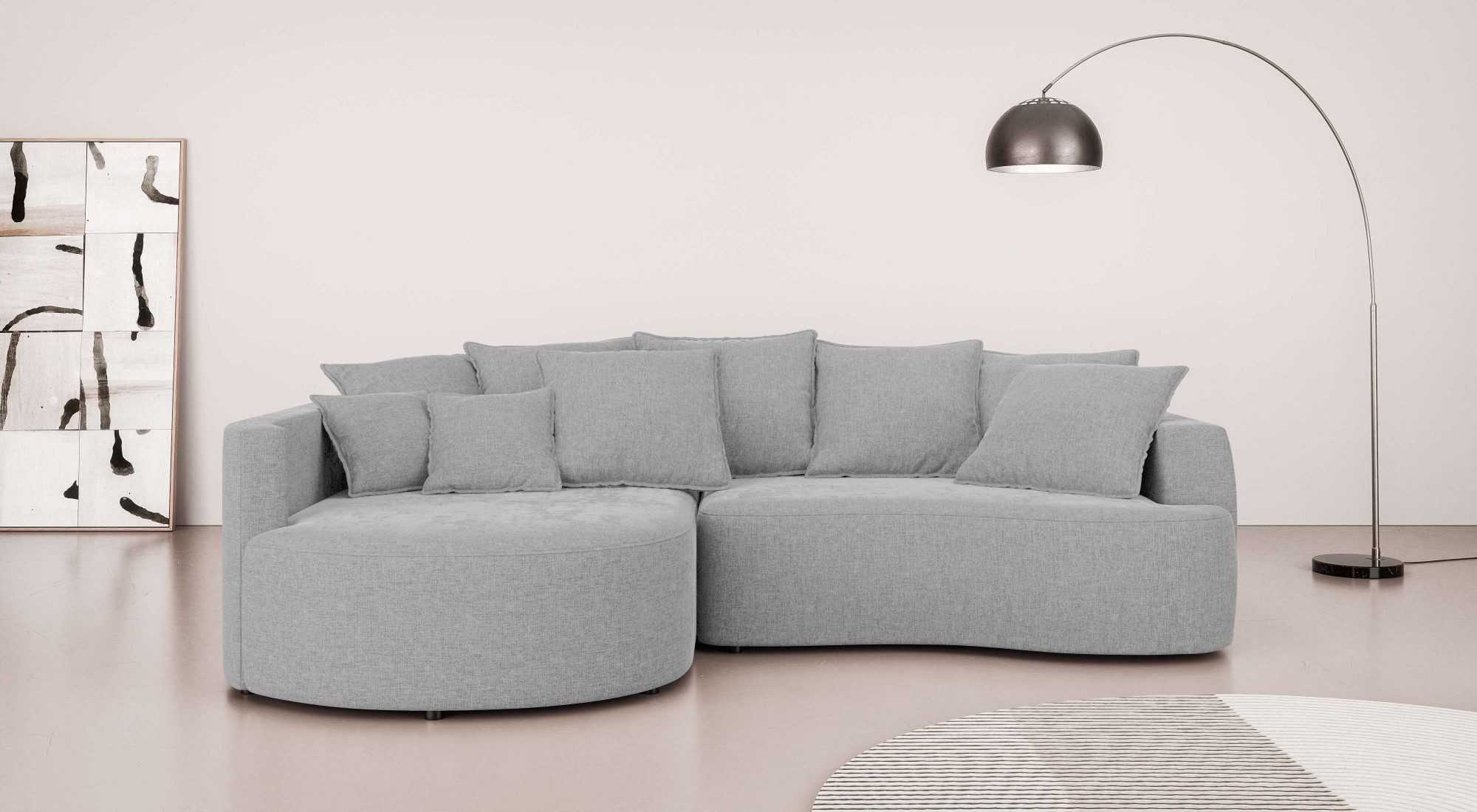 Ecksofa Kahekili, Schlafsofa mit Bettkasten, Maße B/T/H: 255/181/90/ cm