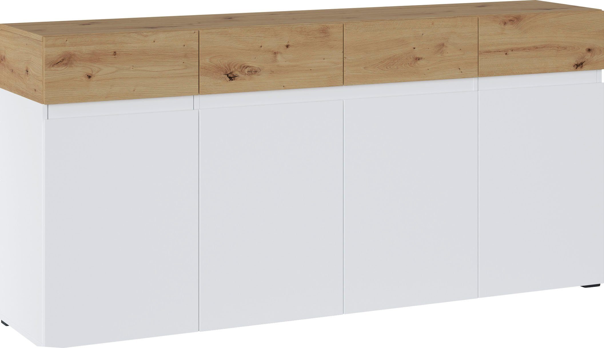 | Breite Eiche Eiche INOSIGN Alpinweiß/Artisan 180 Alpinweiß/Artisan Rimini, Sideboard cm