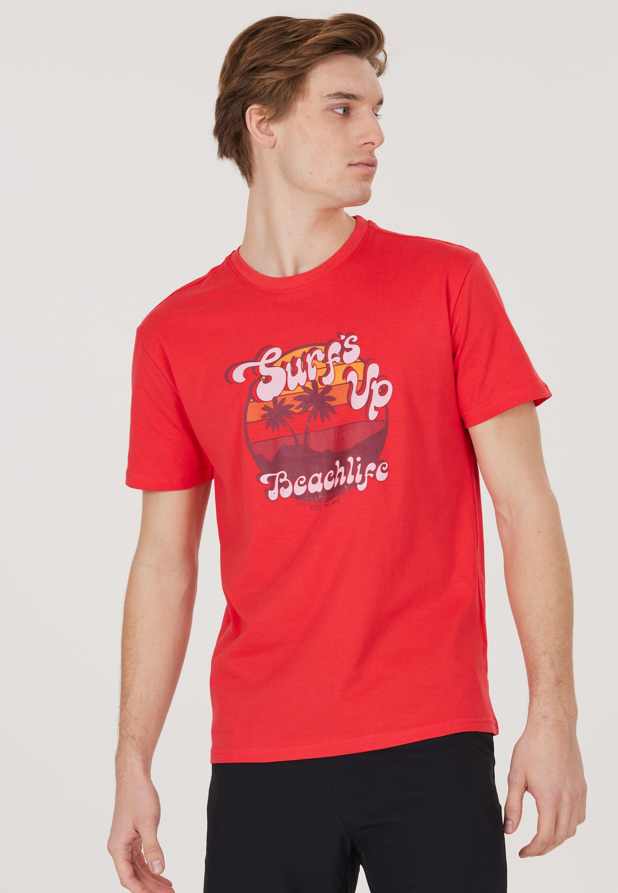 CRUZ T-Shirt Beachlife im sommerlichen Design mit atmungsaktiver Qualität rot | T-Shirts