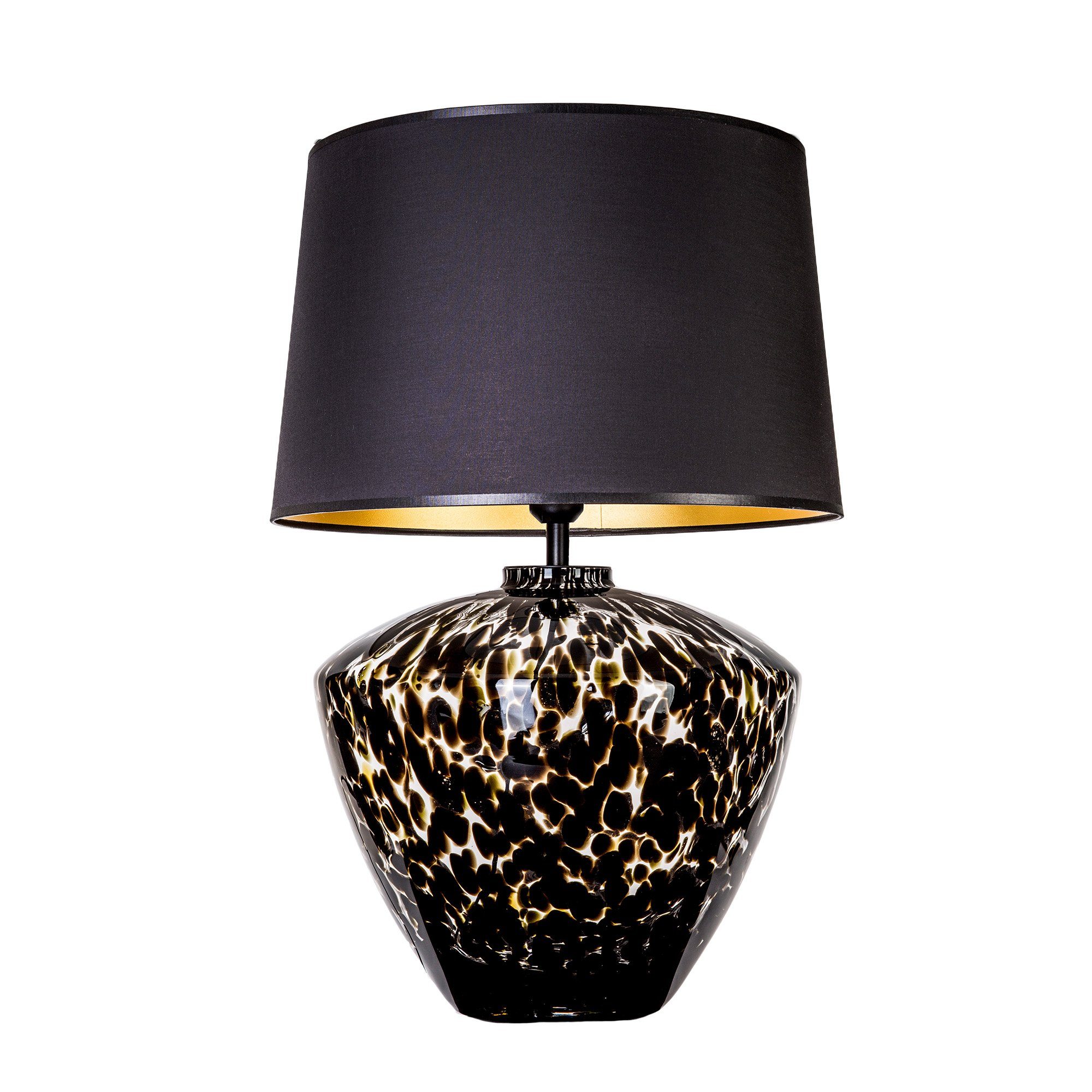 Lampenschirm Collection Glaslampe Leuchtmittel, Glas Signature schwarz, gefleckt mit Tischlampe Glas Tischleuchte Warmweiß, Home mundgeblasenes ohne