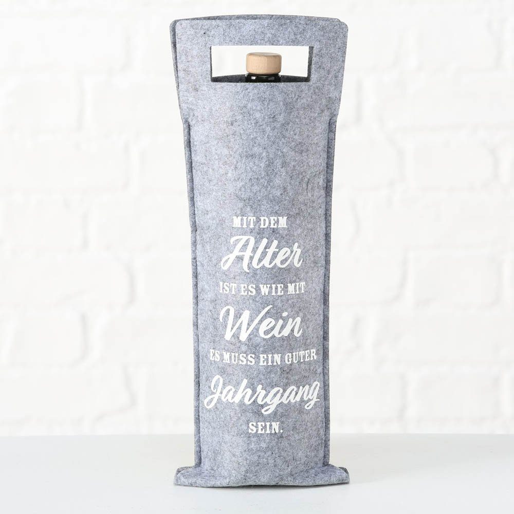 Filz Filztasche Weihnachtsbaumkugel WEIN BOLTZE GRUPPE GmbH für aus grau weiß Geschenktasche Flasche BOLTZE 3tlg. Geschenktüte