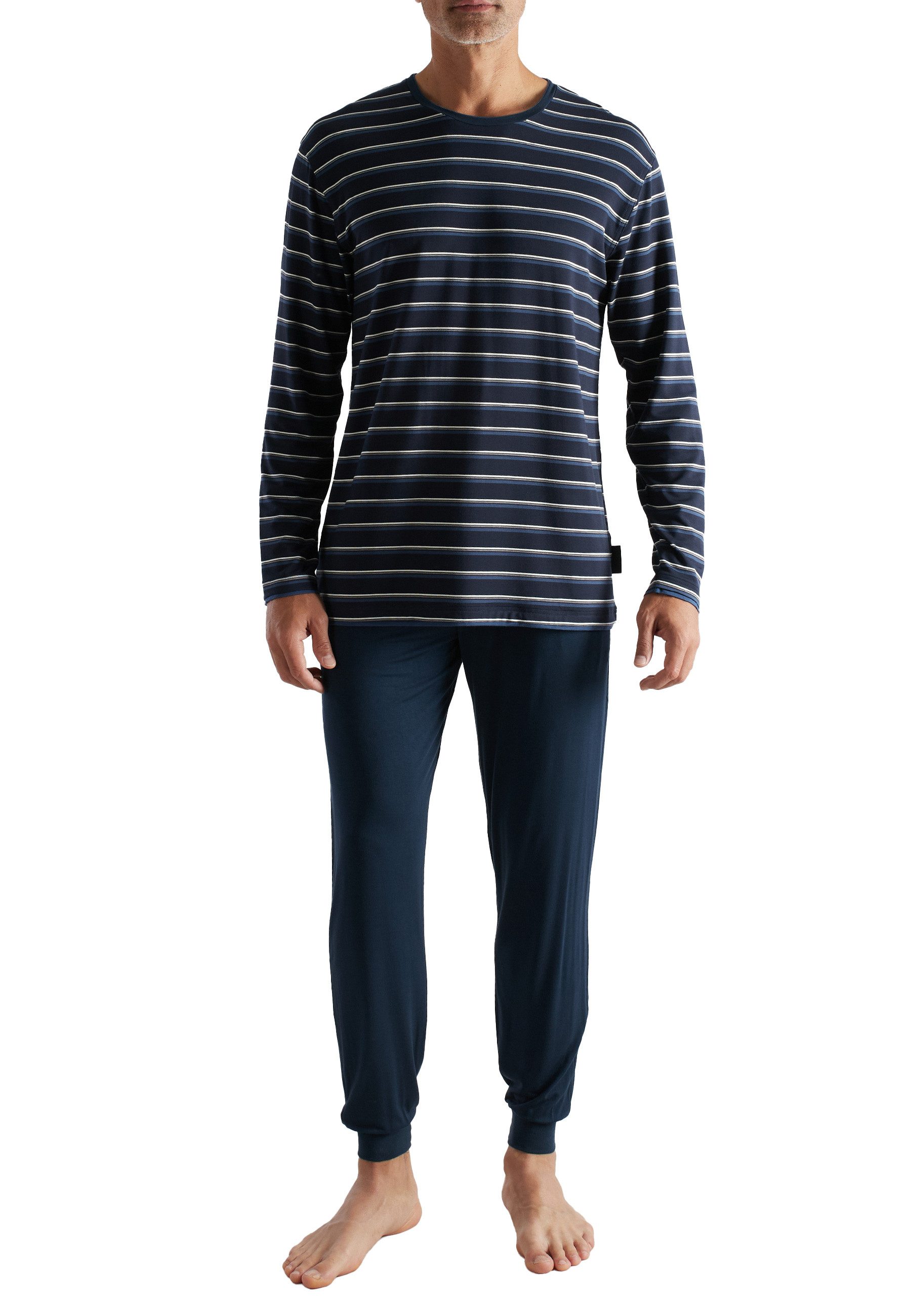 Pyjama CECEBA Herren Pyjama blau quergestreift