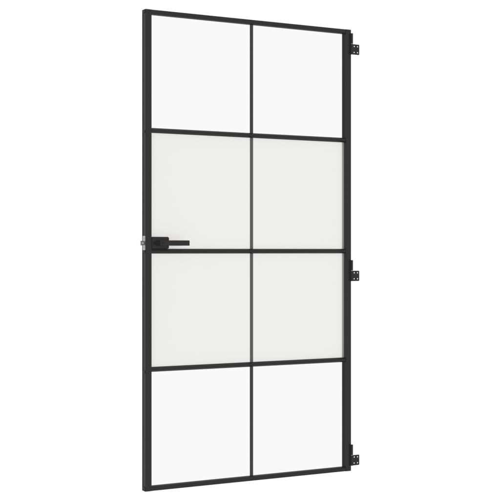 vidaXL Zimmertür Zimmertür Glastür Innentür Schlank Schwarz 102,5x201,5 cm Hartglas Al
