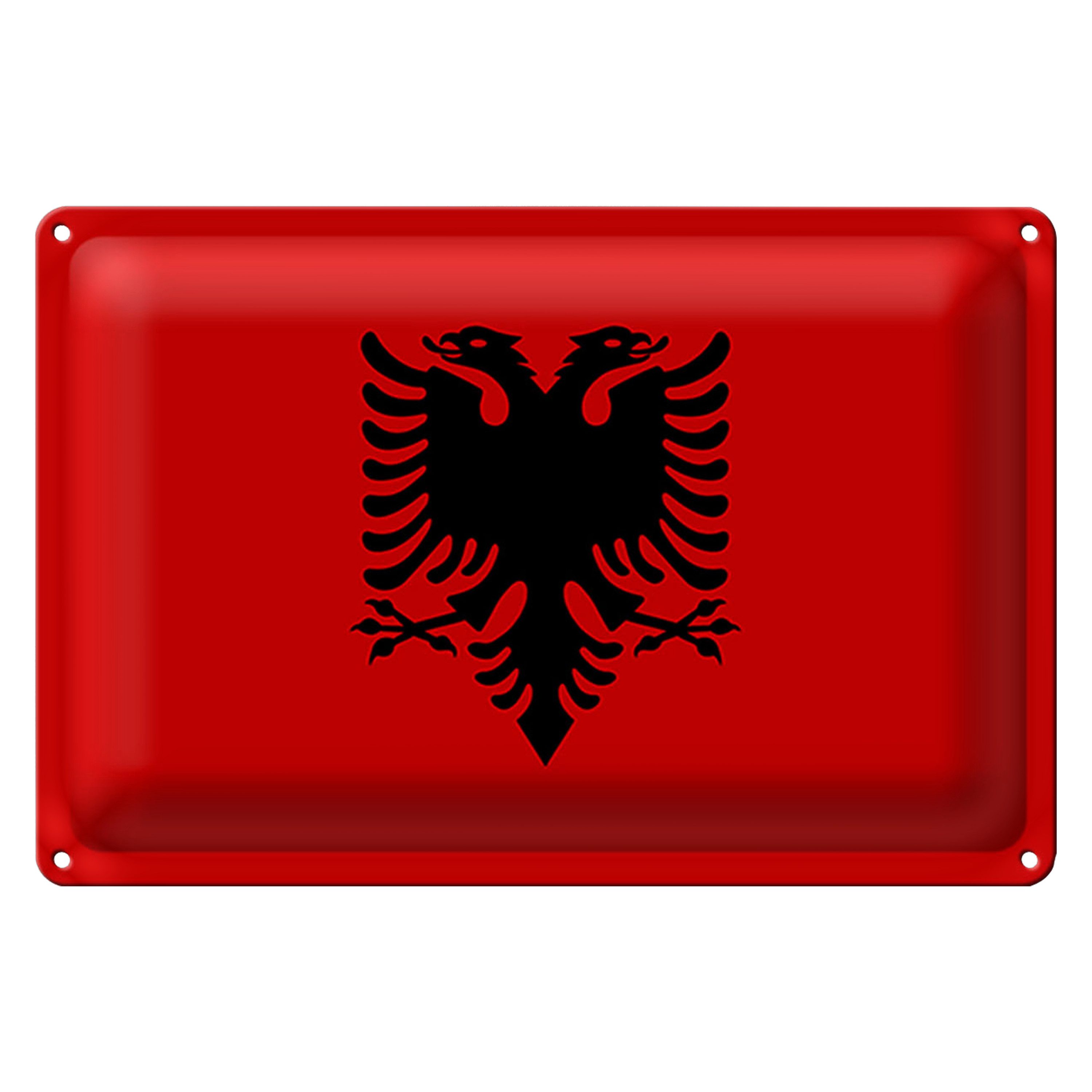 Roomando Metallschild Blechschild Flagge Albanien 30x20cm Flag of Albania