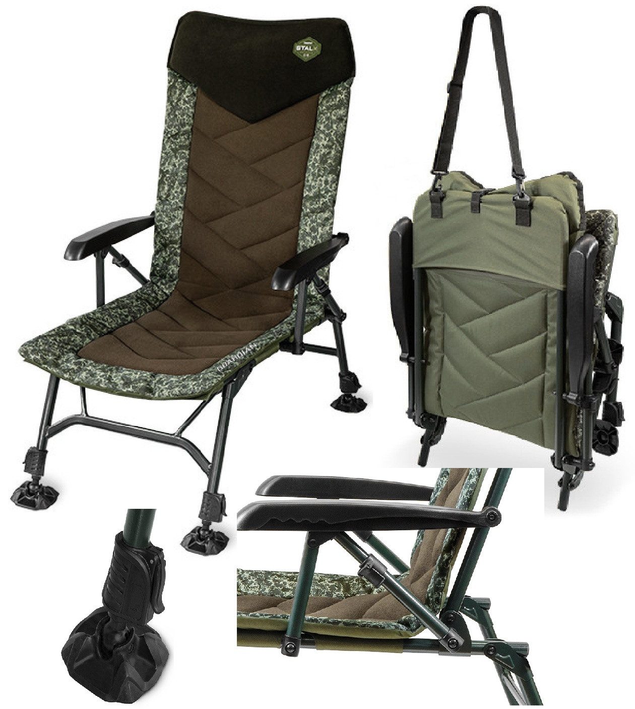 Delphin.sk Campingstuhl Delphin Stuhl - warmer Fleece am Kopfbereich - Angeln Camping Freizeit, Massiver Stuhl mit Polsterung um den Kopf warm zu halten