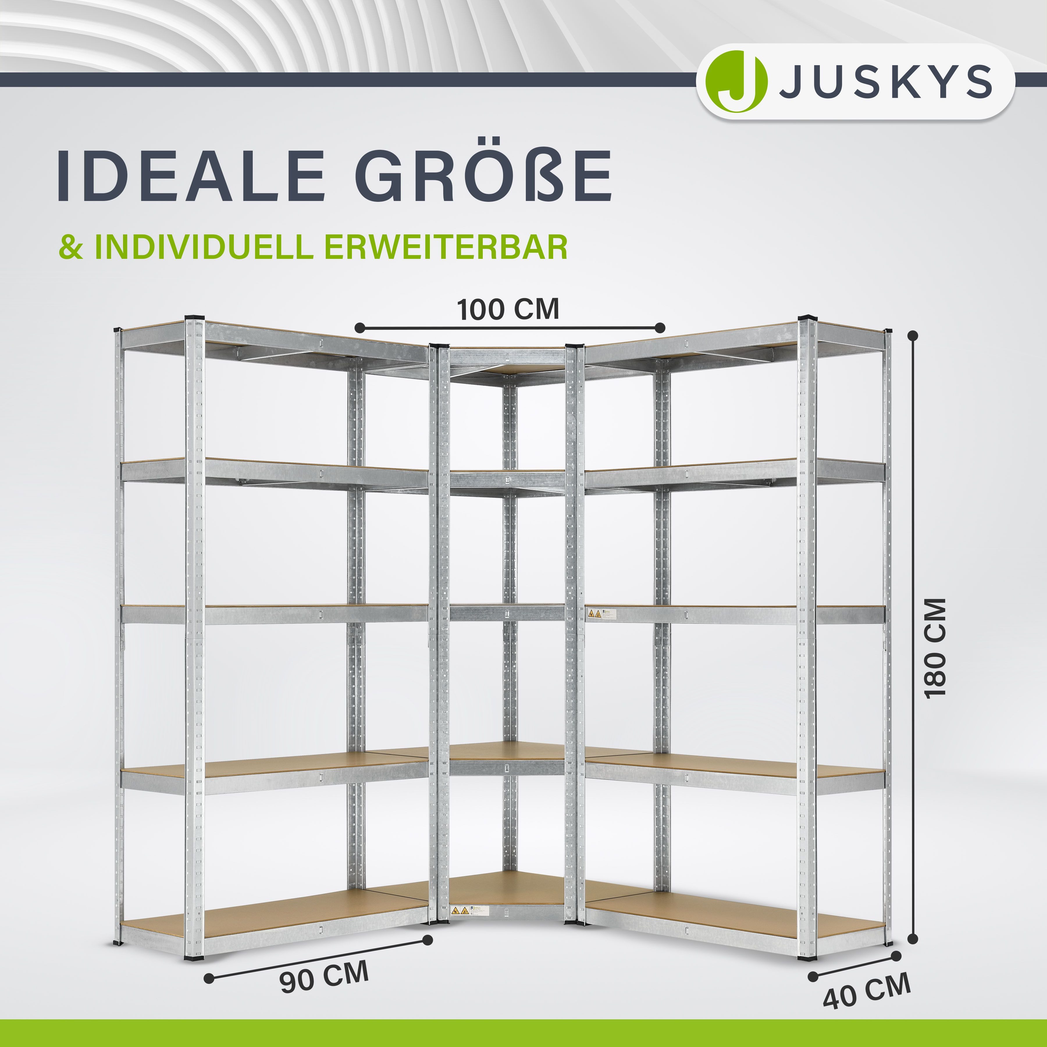 Juskys Schwerlastregal 3er Regalsystem, Kunststofffüße gegen Kratzer, flexi günstig online kaufen