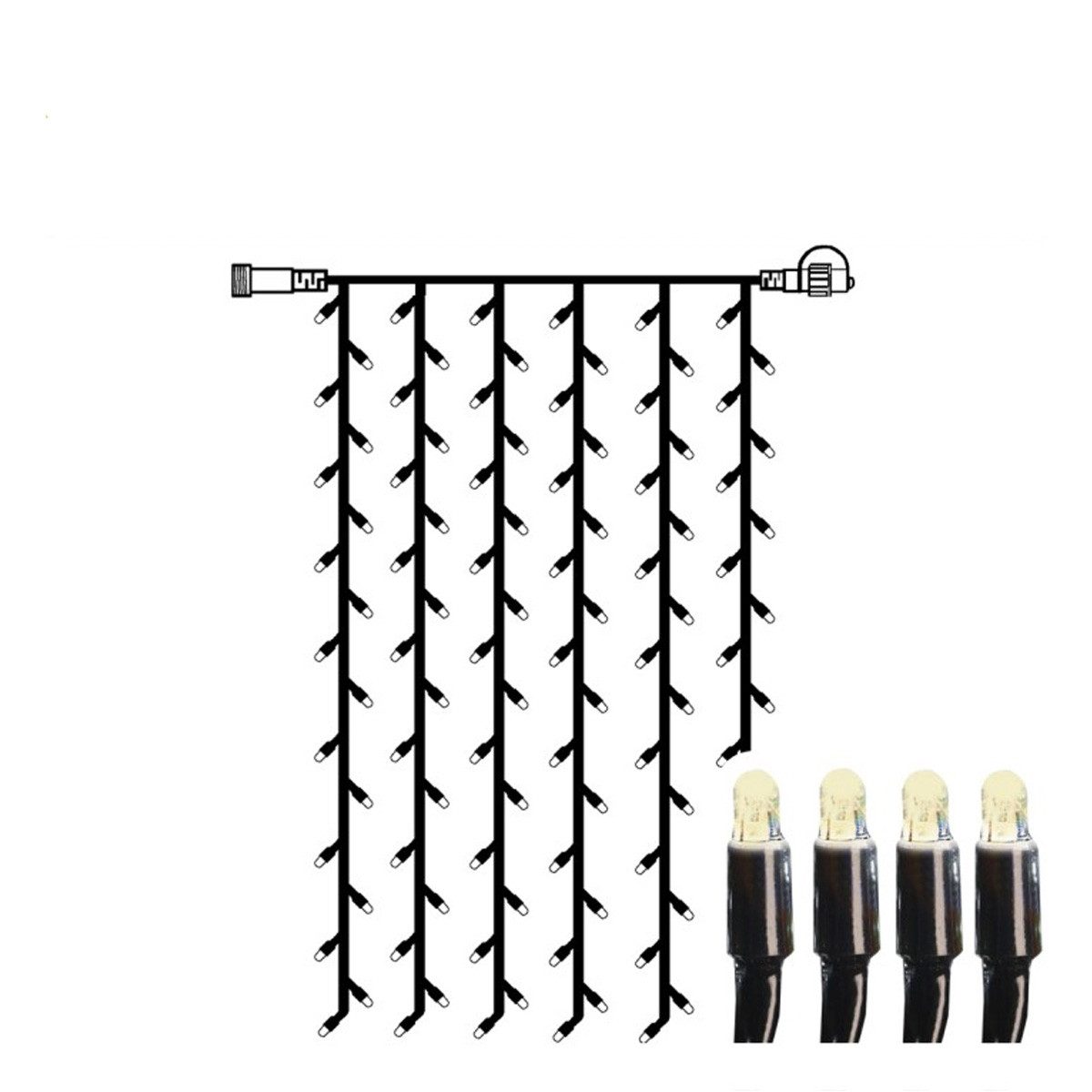 STAR TRADING LED-Lichtervorhang System24 LED Lichtervorhang 1x2m Lichterkette koppelbar ohne Trafo, 98-flammig