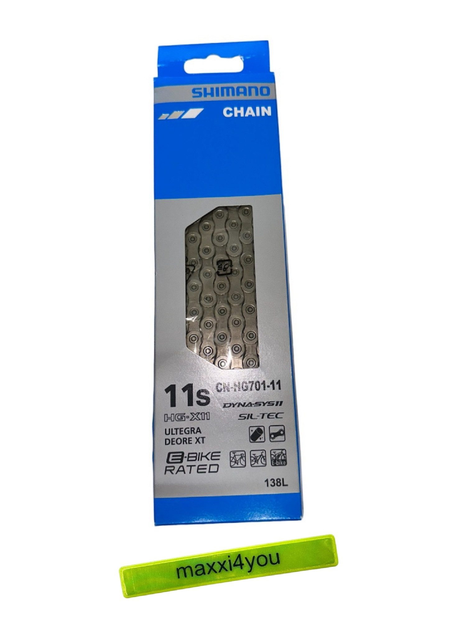 Fahrradkette Shimano DEORE XT Kette CN-HG701 ULTEGRA 11-Fach inkl. Reflexband