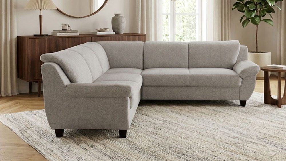 OTTO home Ecksofa Silkeborg 251 x 251 cm, formschönes Sofa mit dunklen Füßen, aus haustierfreundlichem Pet Friendly Bezug