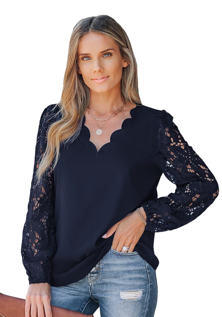Cupshe Blusentop Langarm Top mit Spitze günstig online kaufen