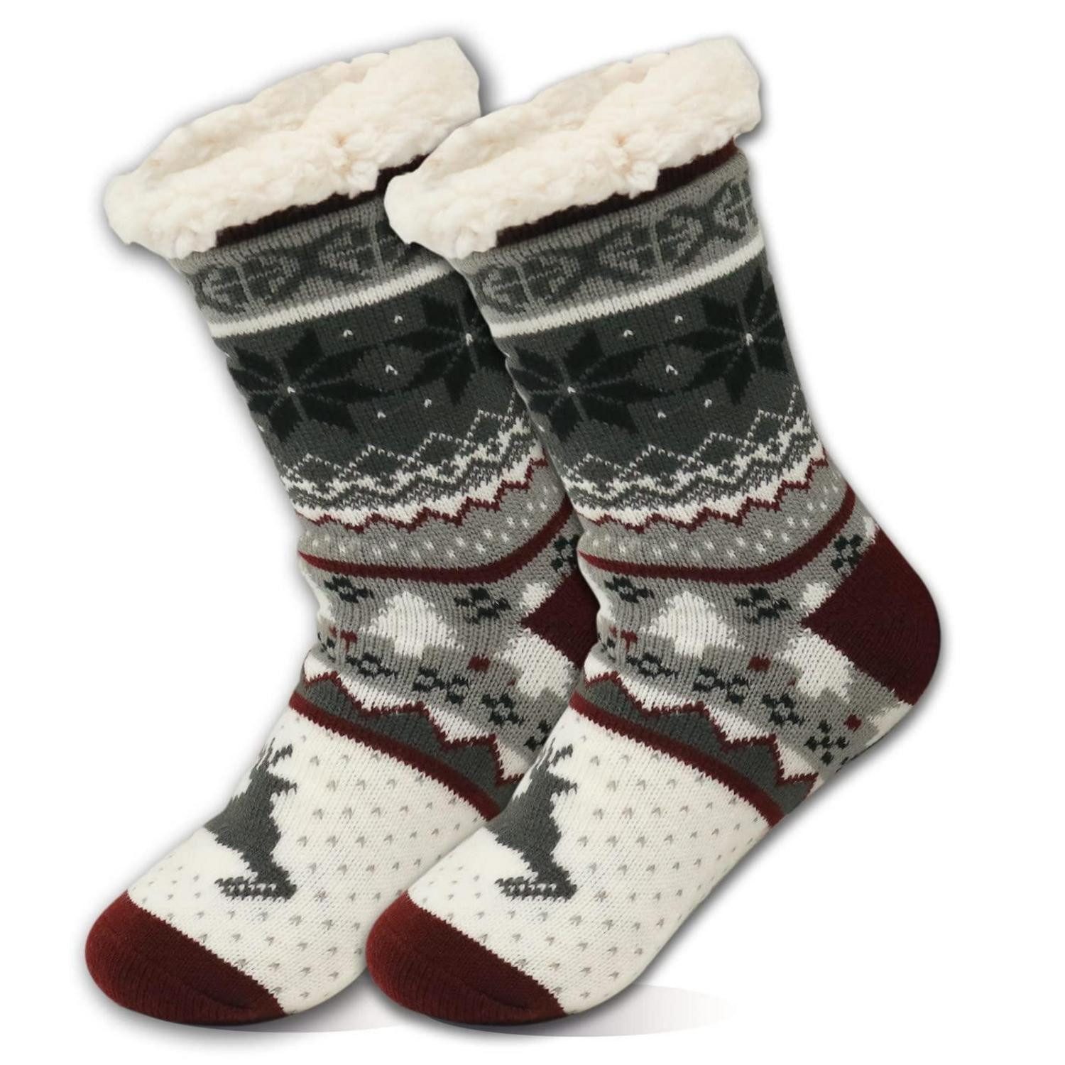 LuxusKollektion Kuschelsocken Kuschelsocken Damen Weinrot Gr. 36-41