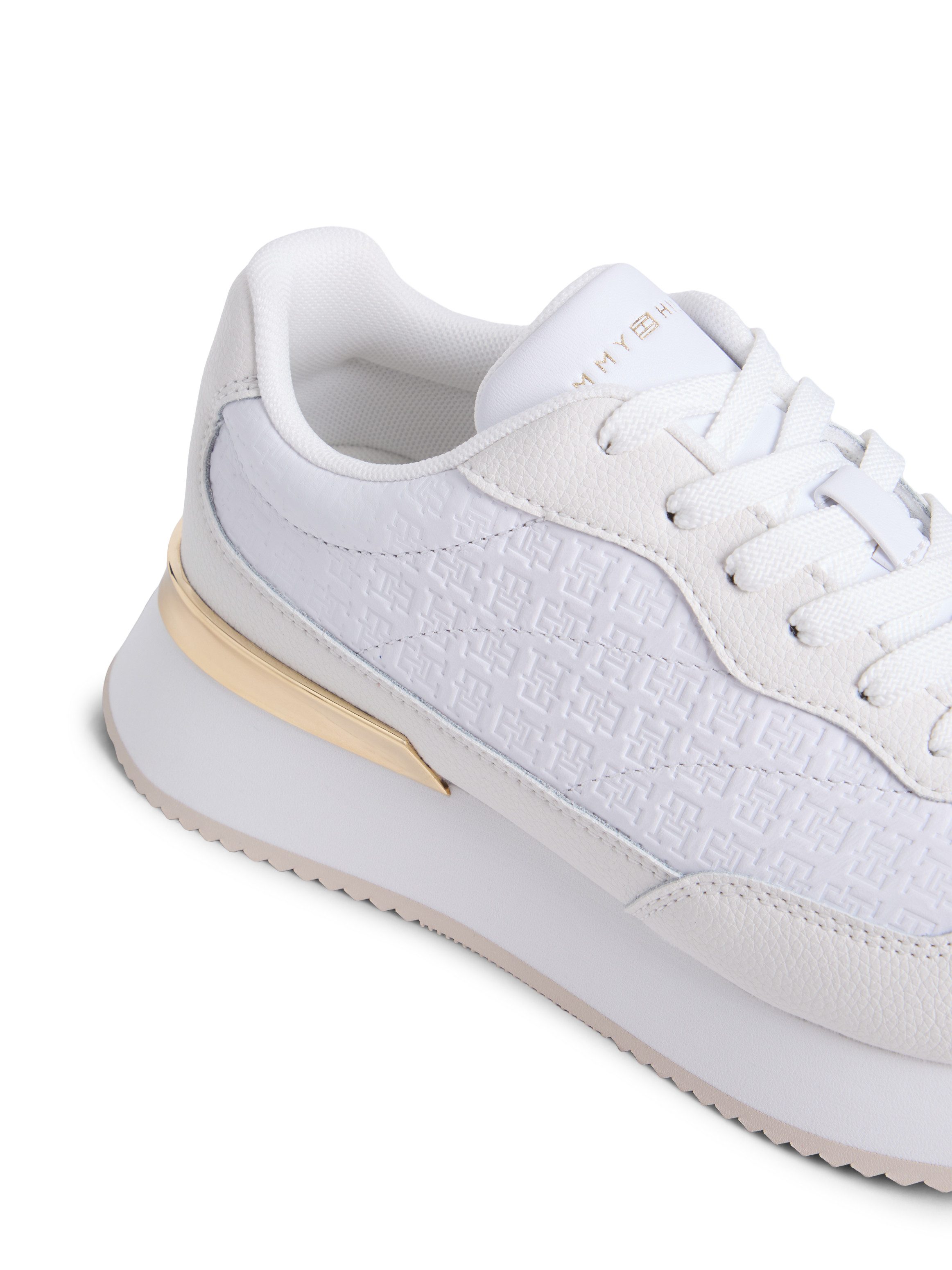 Tommy Hilfiger TH CHIC MONOGRAM RUNNER Keilsneaker Freizeitschuh, Halbschuh, Schnürschuh mit goldfarbenem Besatz