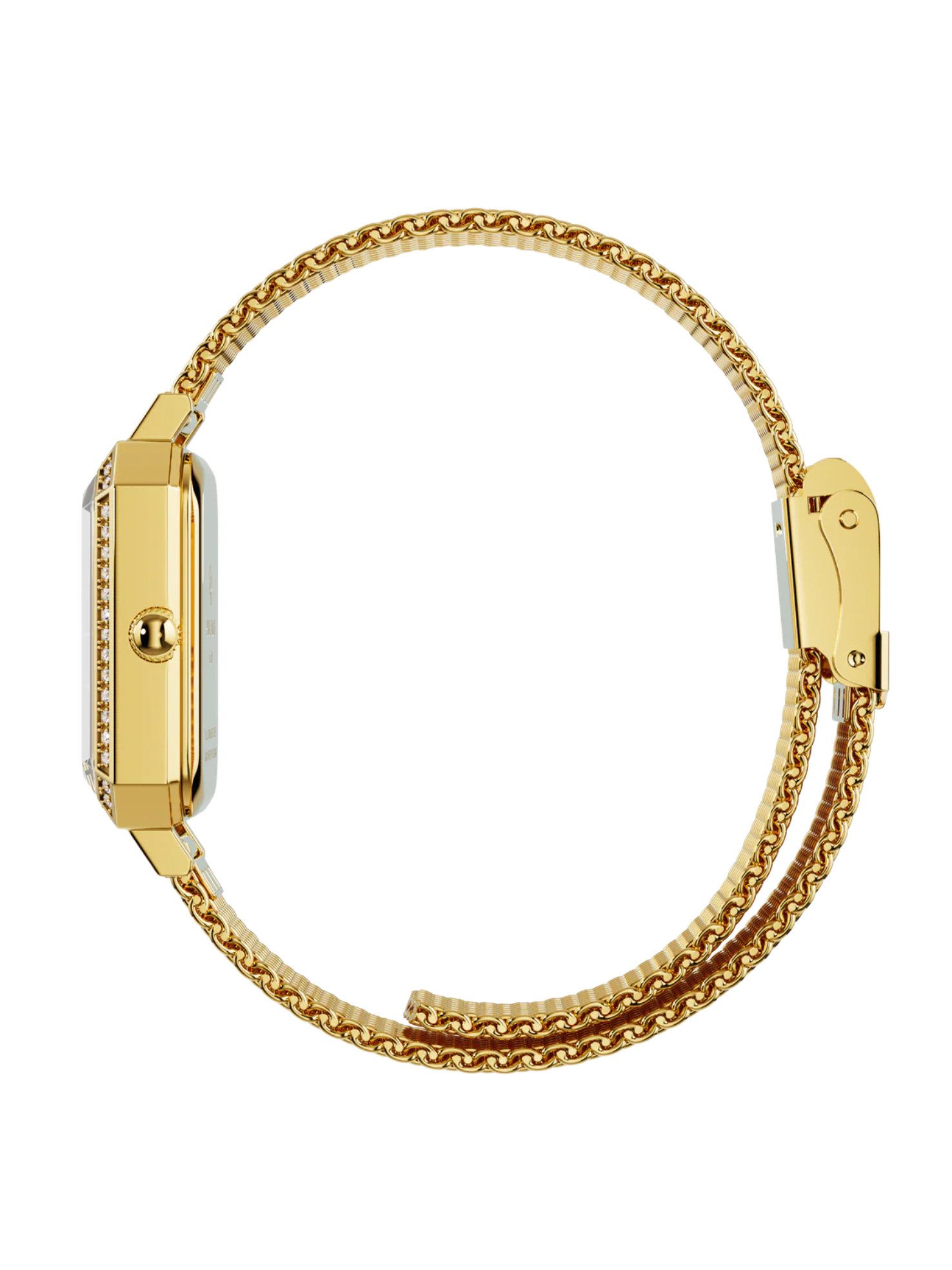 S&T Design Quarzuhr Damen Armbanduhr Edelstahl Diamant Damenuhr S/T FEMME, (Packung, Mit Mesh Armband und Armbandkürzer), 5 ATM Wasserdicht Japanisches Uhrwerk Rechteckig Mesh Armband