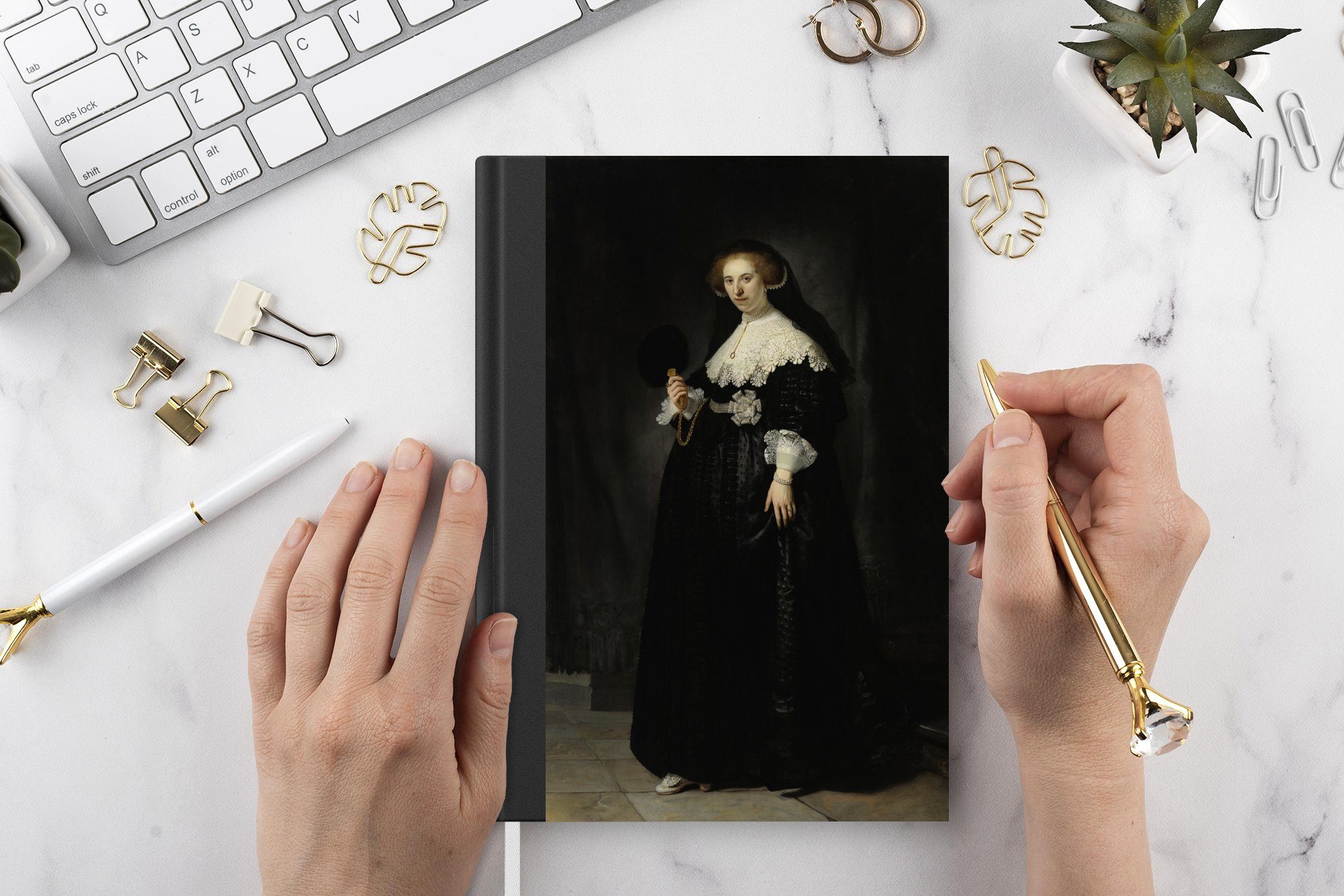 98 A5, Eheporträt van Coppit Merkzettel, von Seiten, Rembrandt Tagebuch, Journal, MuchoWow - Oopjen Notizheft, Notizbuch Haushaltsbuch Rijn, Das