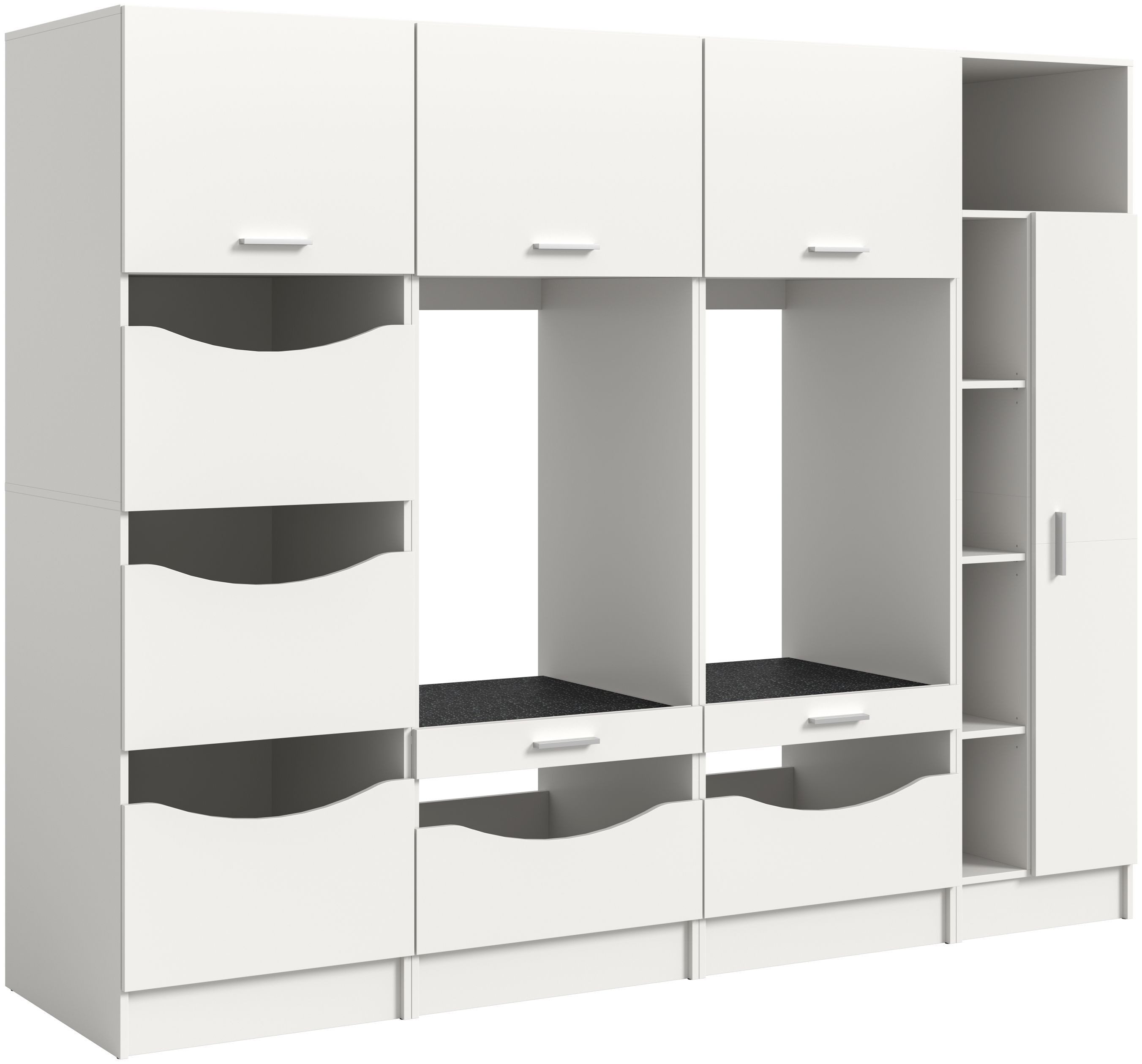 xonox.home Aufsatzschrank (4tlg. Set inkl. Wäsche-, Waschmaschinen-, Universalschrank) weiß Nachbildung Melamin beschichtet modern 242x195x68 cm