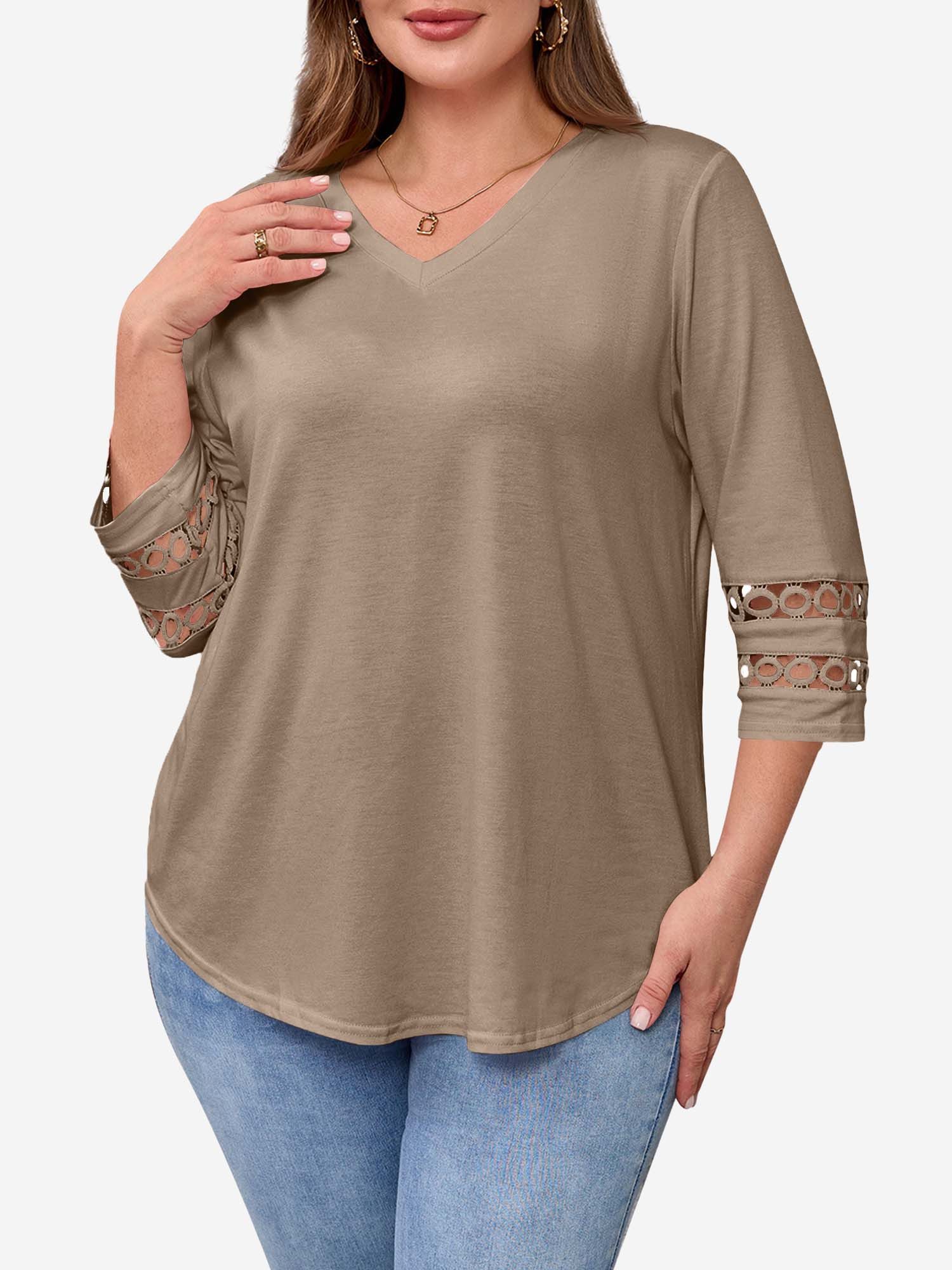Imily Bela T-Shirt Damen 3/4-Ärmel Hemd in großen Größen (Packung, 1-tlg., 1per-Pack) Print – Bild 4 von 5