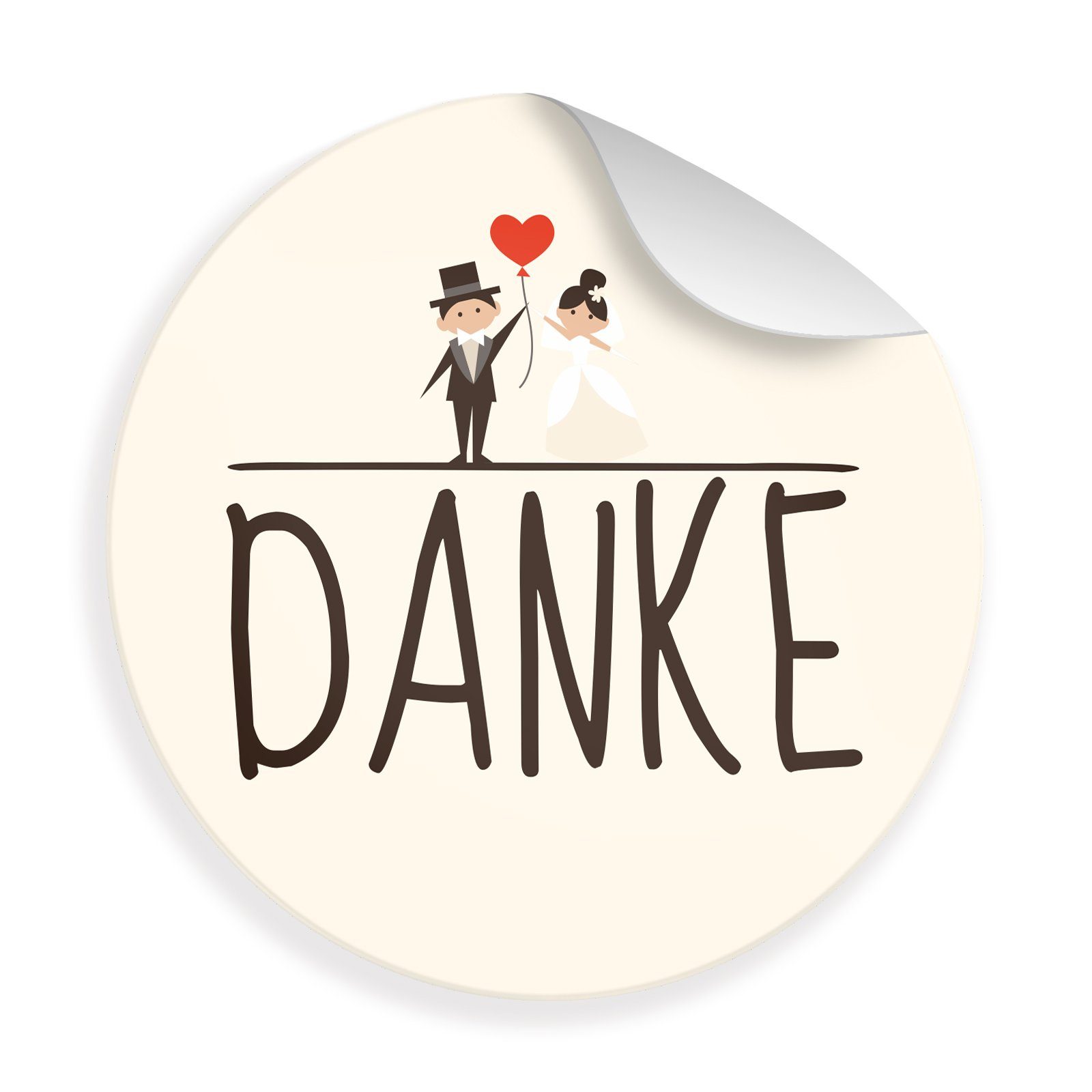 itenga Aufkleber 24x Sticker Danke Hochzeitspaar (Motiv 24) 4cm Geschenk Aufkleber rund