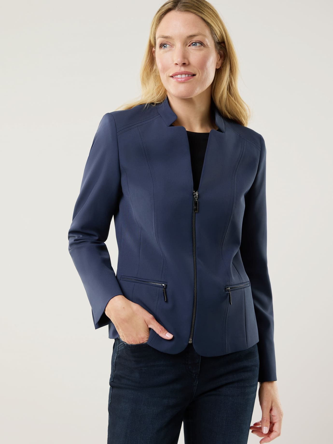 Walbusch Jackenblazer Damen Kofferblazer knitterfrei waschmaschinenfest, Schmuckkragen, pflegeleicht