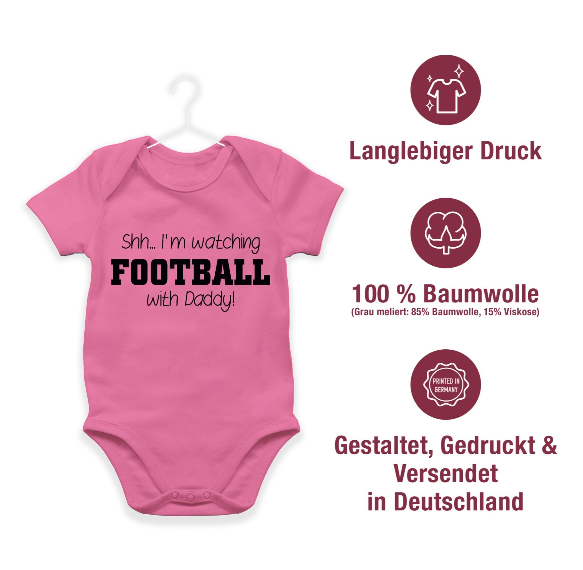 & Sport football watching with Shh...I'm 2 - Pink Shirtracer Bewegung Daddy! Baby Shirtbody schwarz