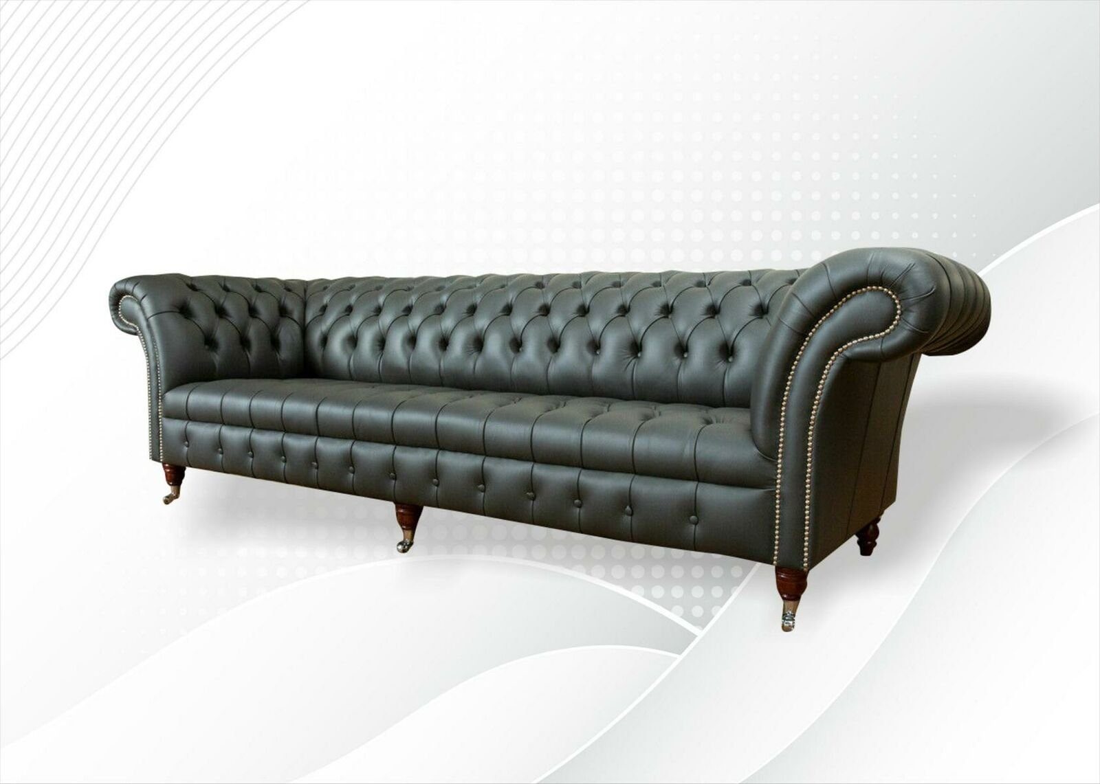 xxl big Chesterfield Design Dunkelgrau Leder Modern Chesterfield-Sofa, Couchen Sitzer Sofa JVmoebel Möbel 4