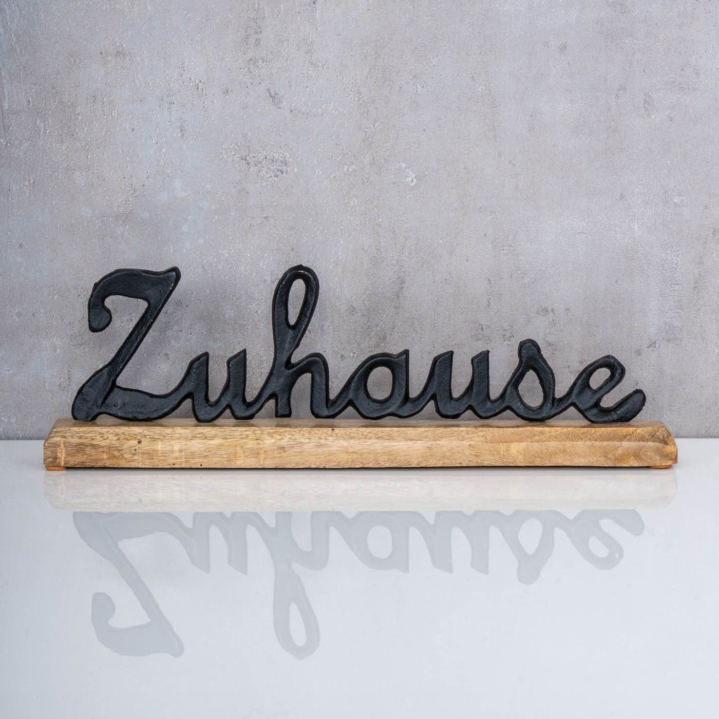 Levandeo® Deko-Schriftzug, Schriftzug Zuhause Mangoholz Metall Tischdeko