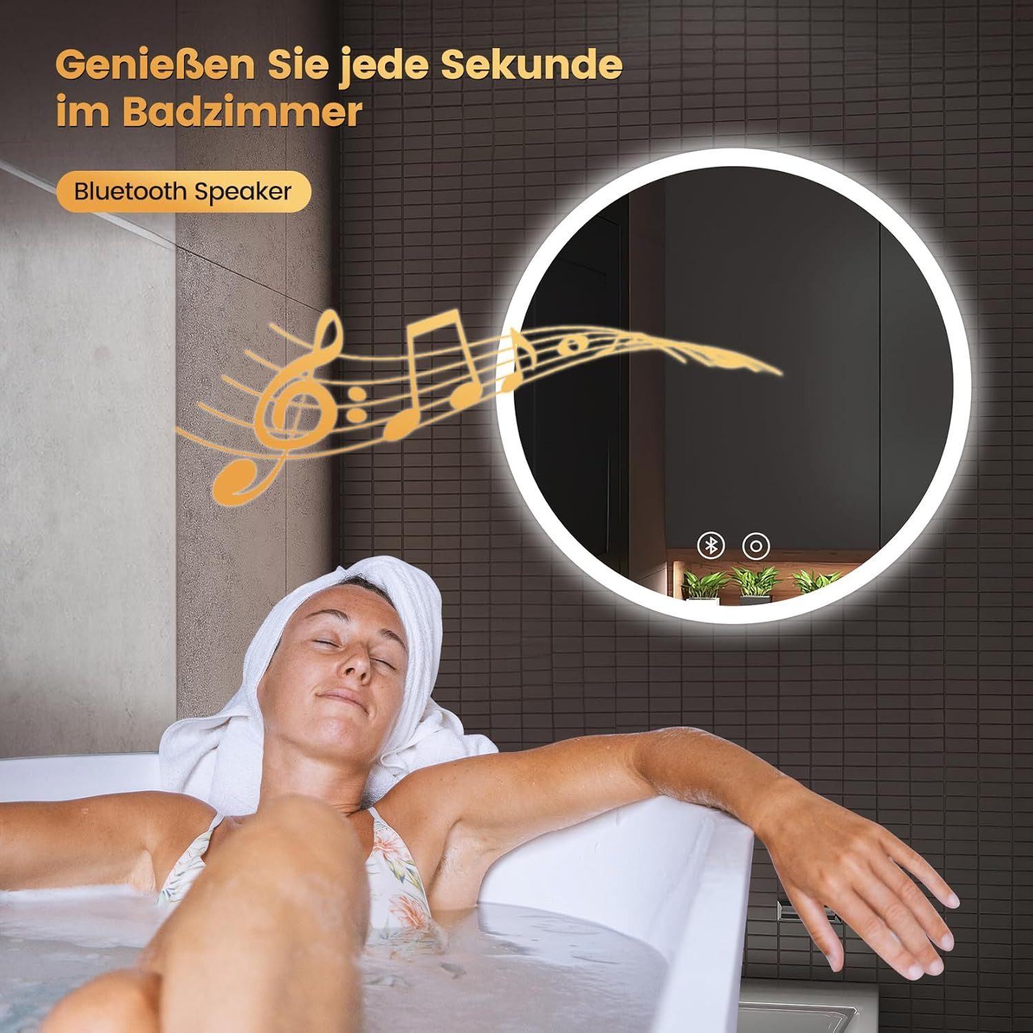 YOLEO Badspiegel Rund LED Wandspiegel Badezimmerspiegel günstig online kaufen