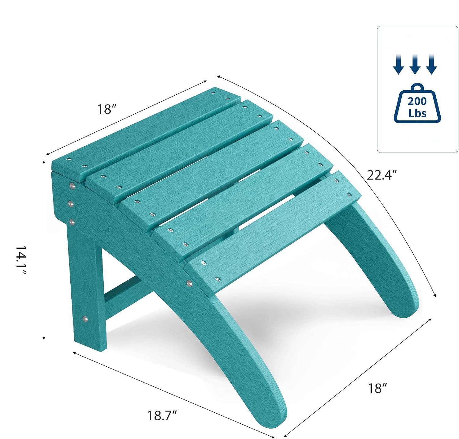 GarveeMore Fußhocker Adirondack,wetterfeste Terrassen-Fußablage für Adirondack-Stühle, Fußstütze aus Kunststoff für Veranda, Pool, Rasen und Garten