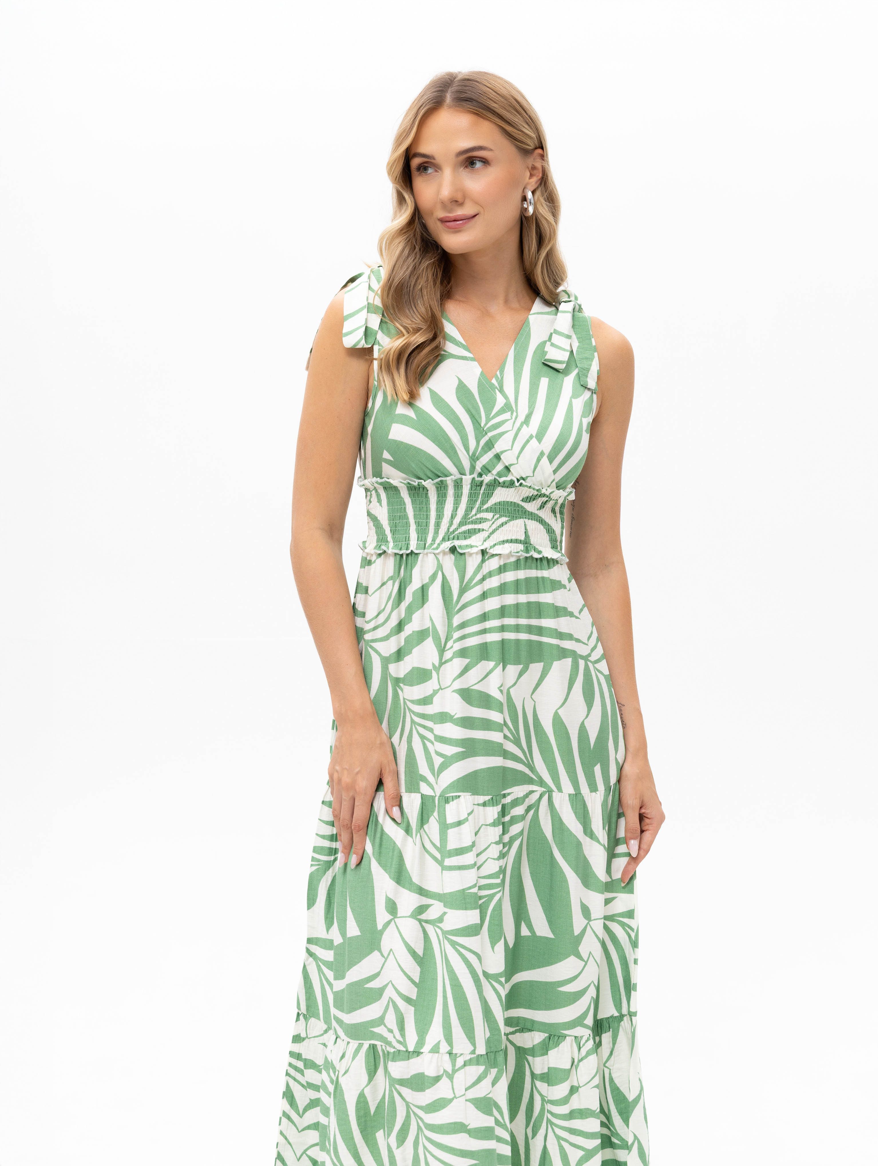 Passioni Sommerkleid mit floralem Muster Luftiges Maxikleid mit grünem floralen Print – Bild 3 von 5