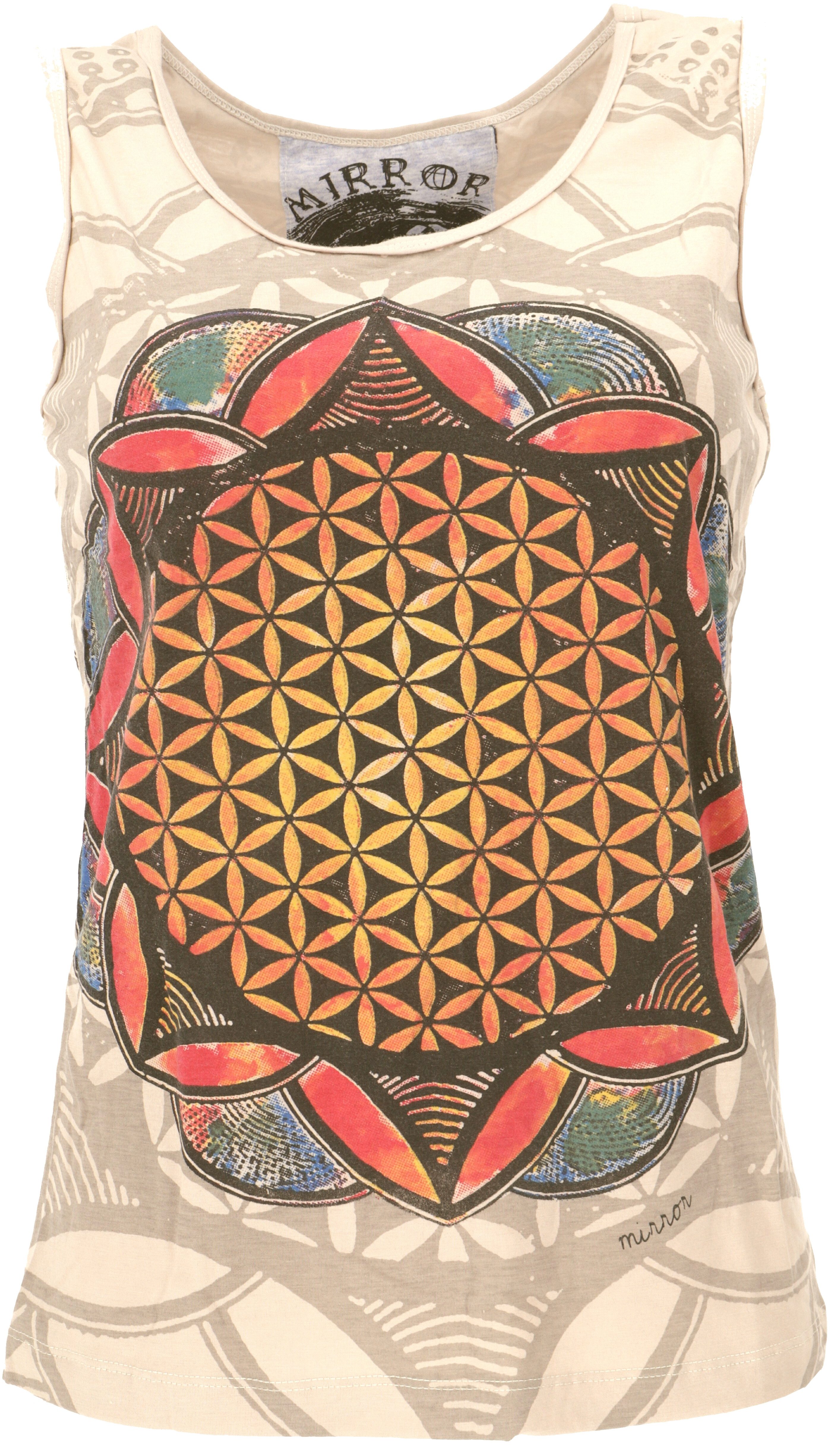 Guru-Shop T-Shirt Mirror Tank Top, Yoga-Top - Flower of life/sand Festival, günstig online kaufen